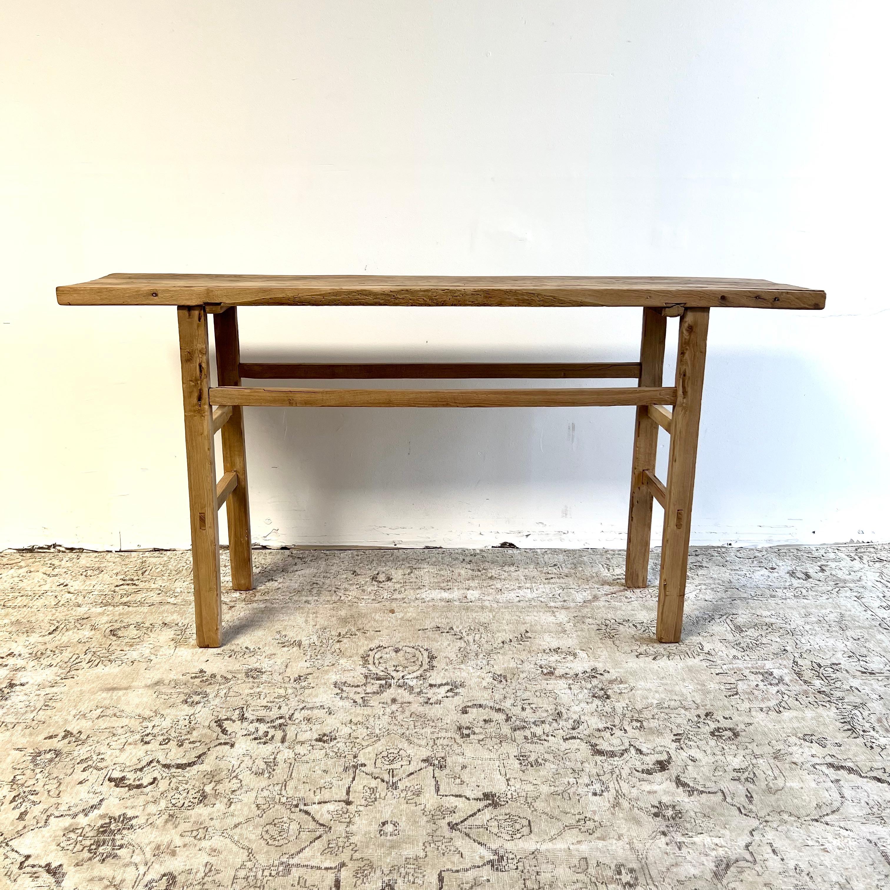Vintage Elm Wood Console Table at 1stDibs