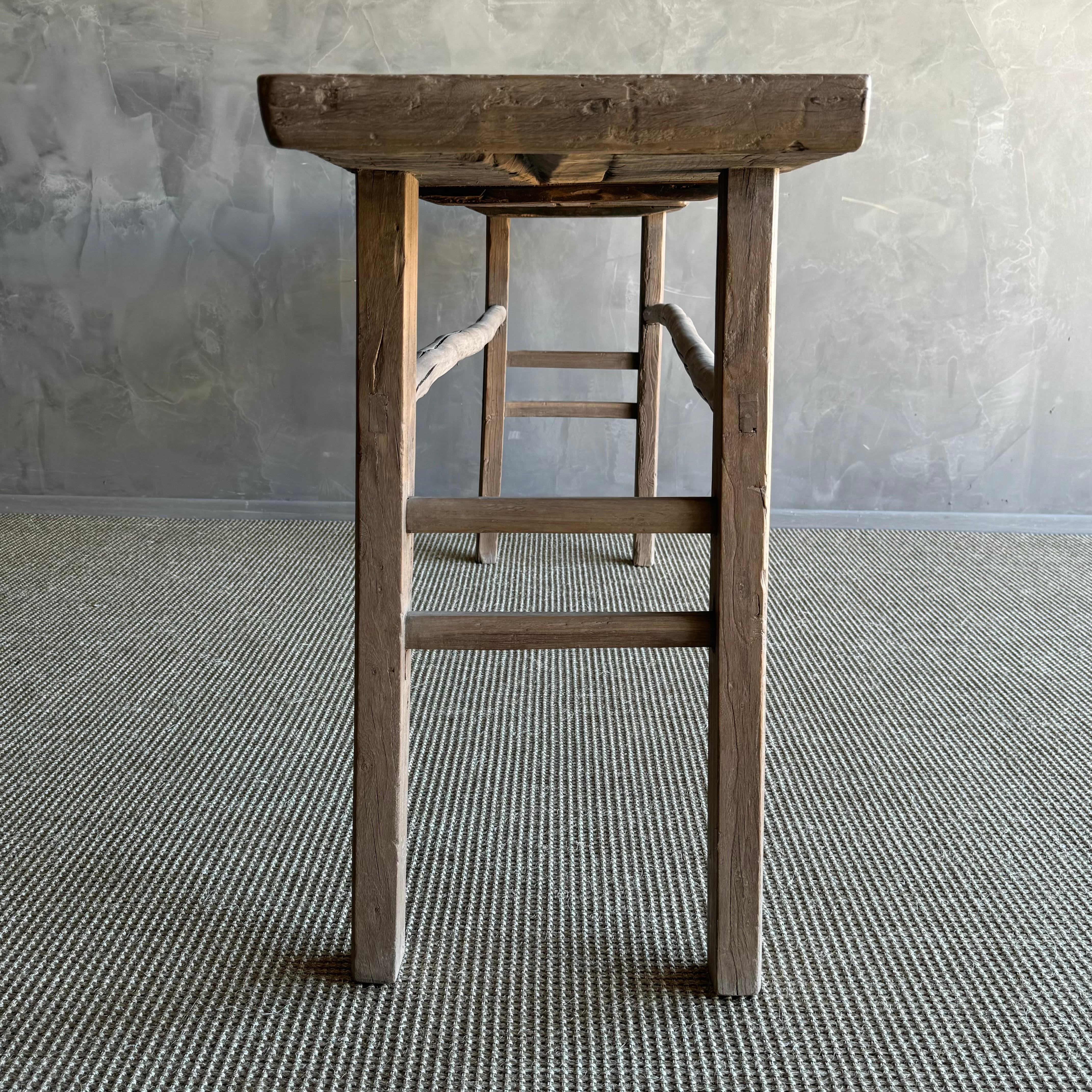 Vintage Elm Wood Console Table 1