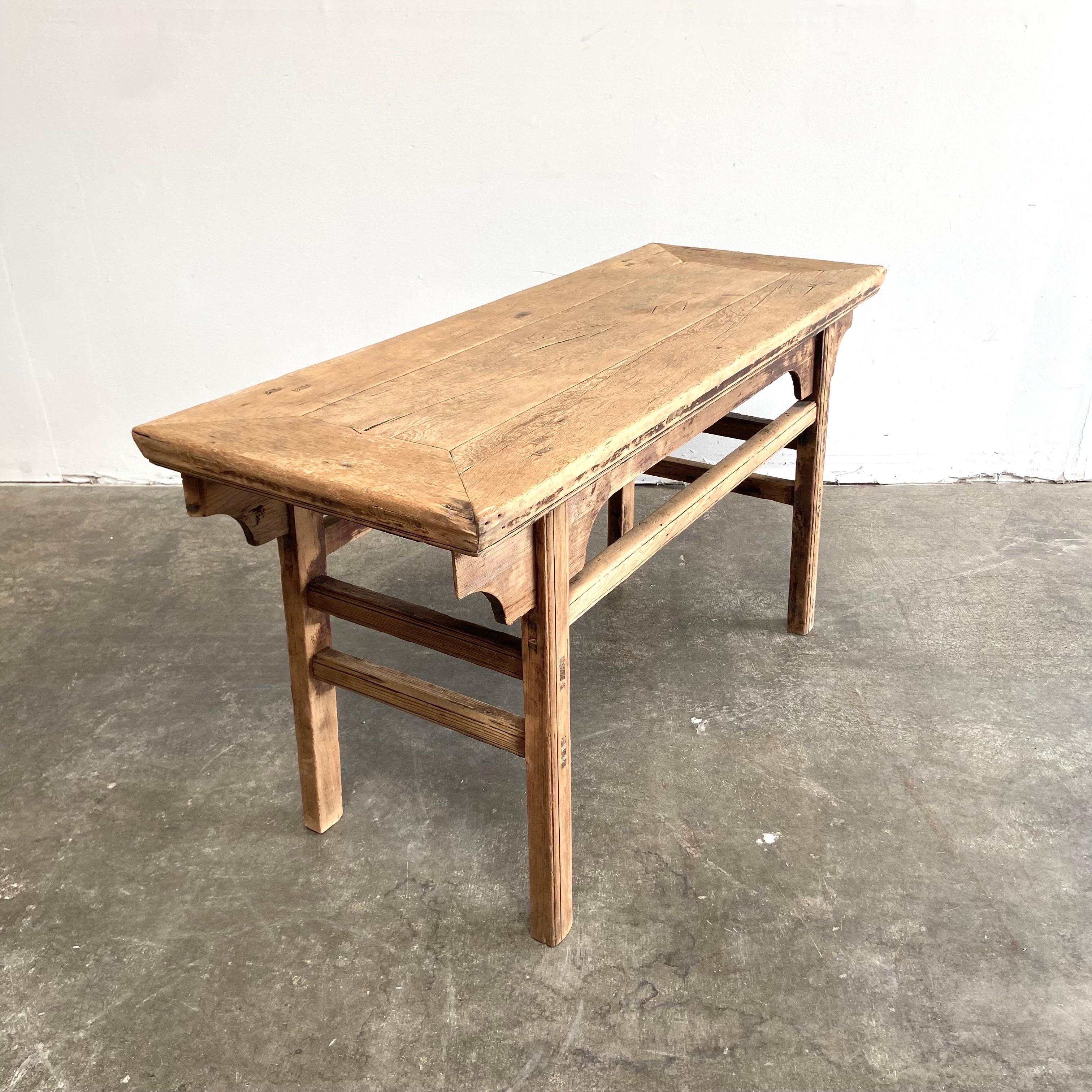 Vintage Elm Wood Console Table 3
