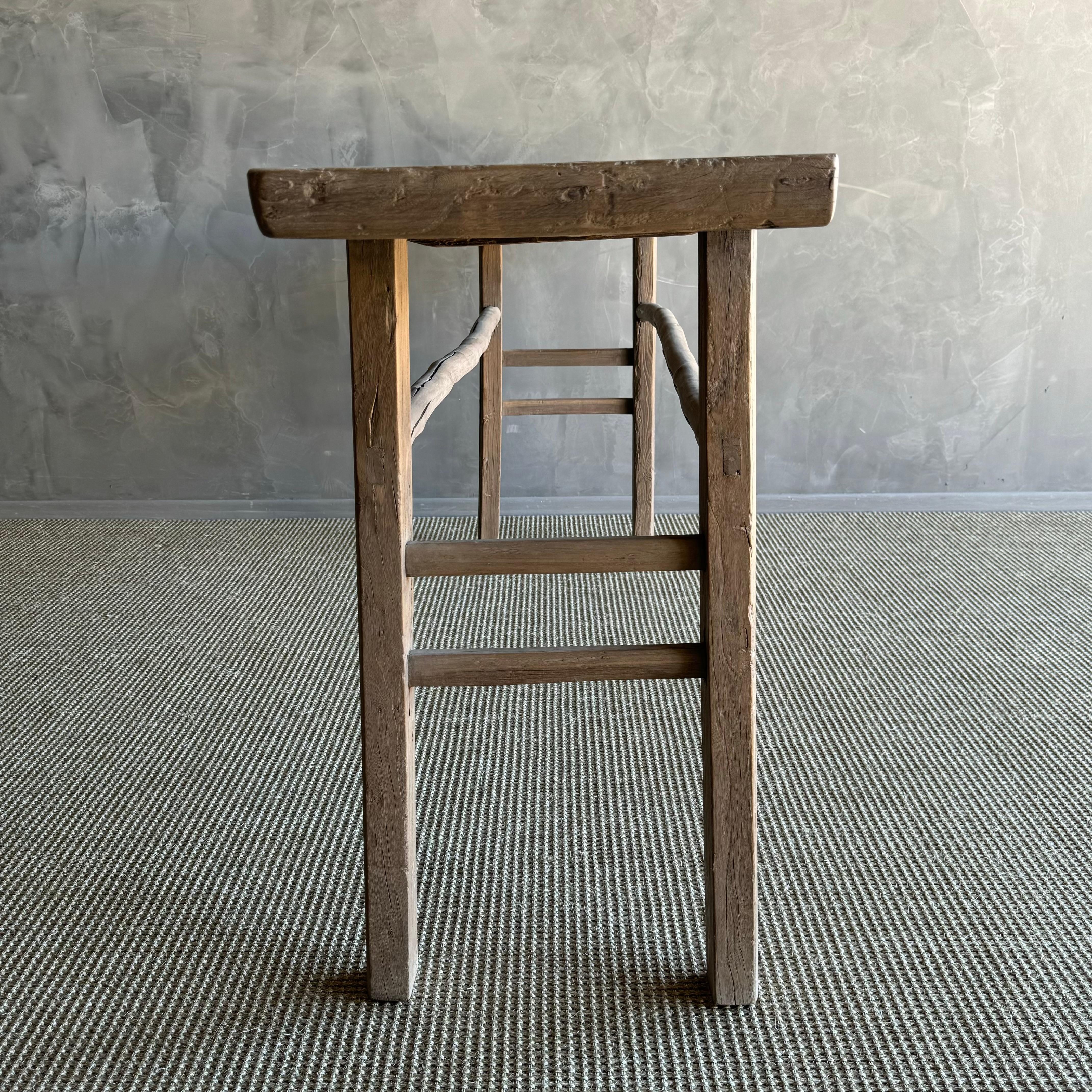 Vintage Elm Wood Console Table 2