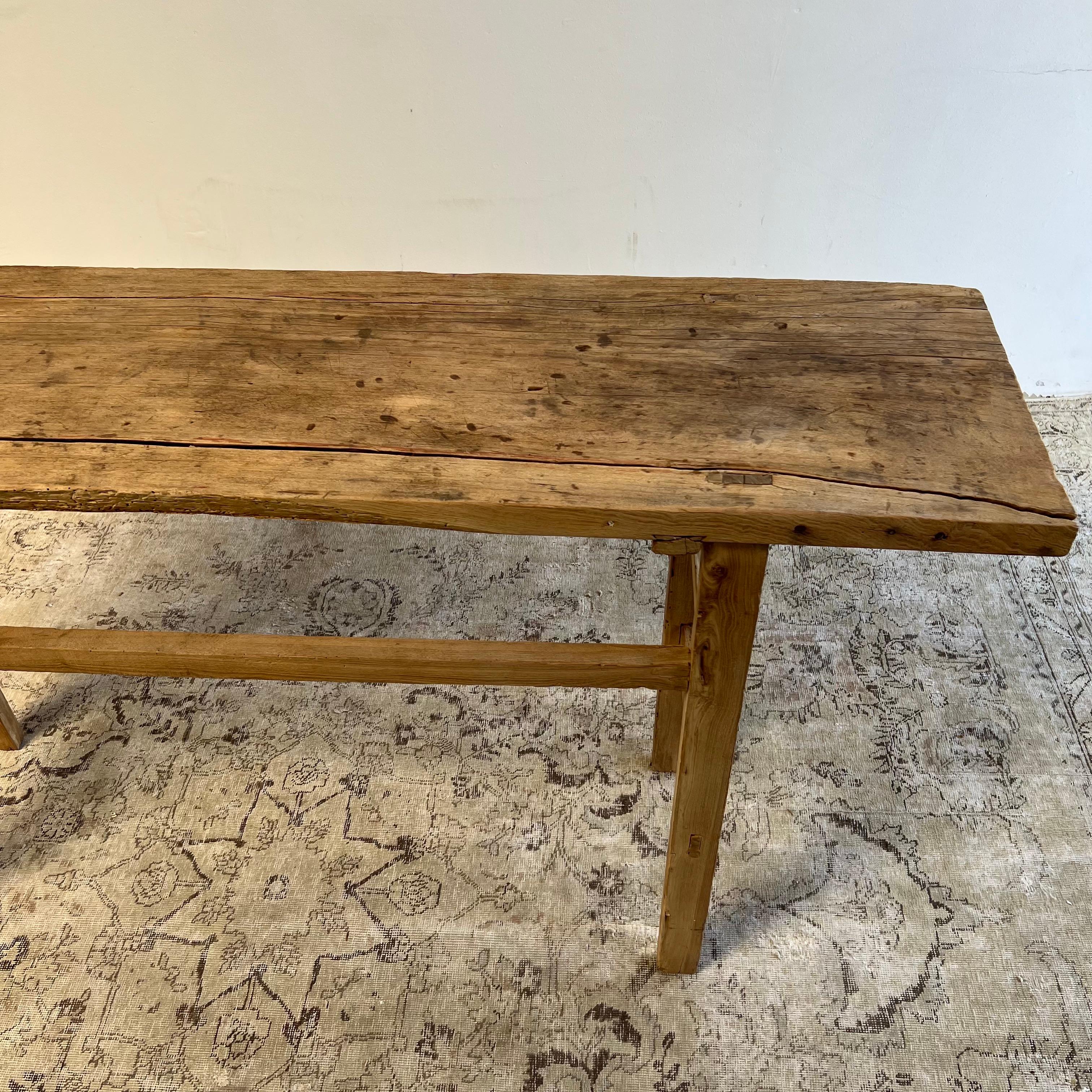 Vintage Elm Wood Console Table at 1stDibs