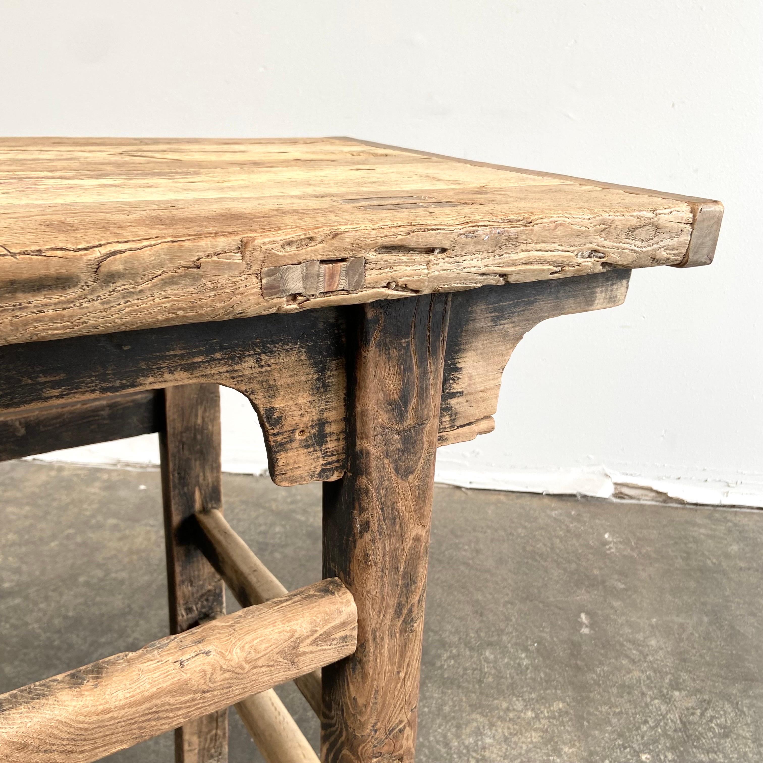 Table console vintage en bois d'orme en vente 4