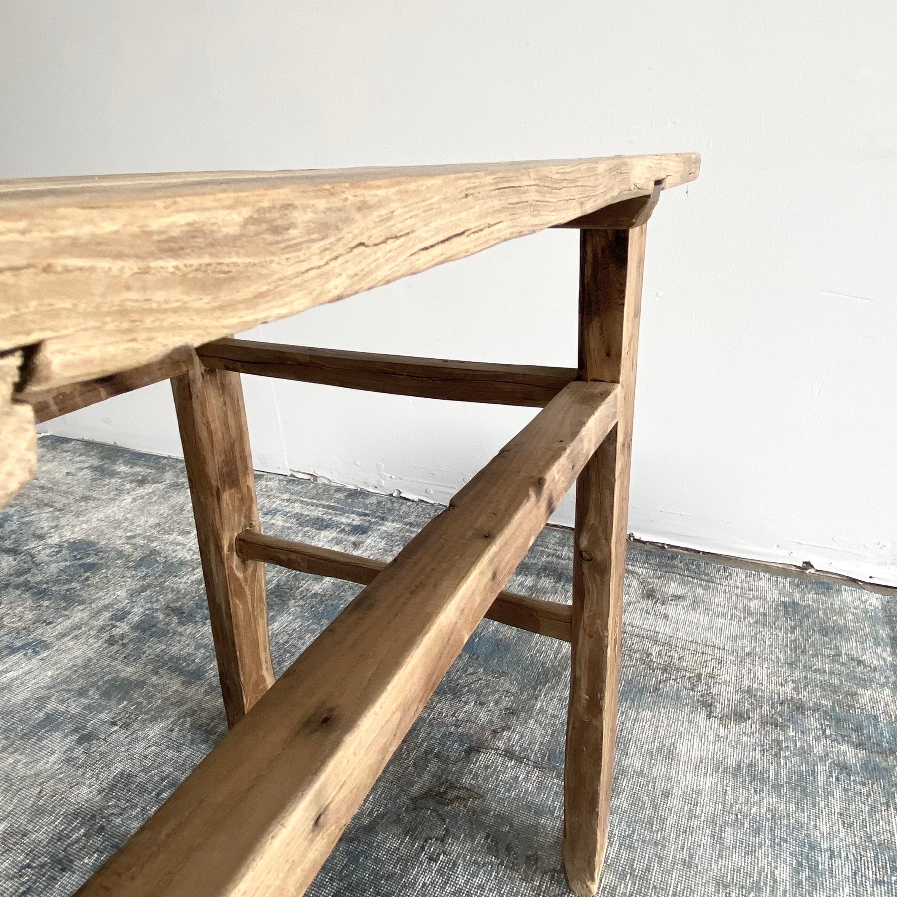 Vintage Elm Wood Console Table 5