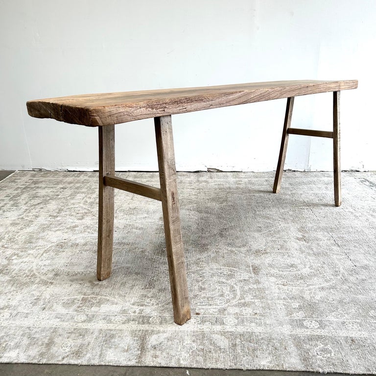 Vintage Elm Wood Console Table For Sale at 1stDibs
