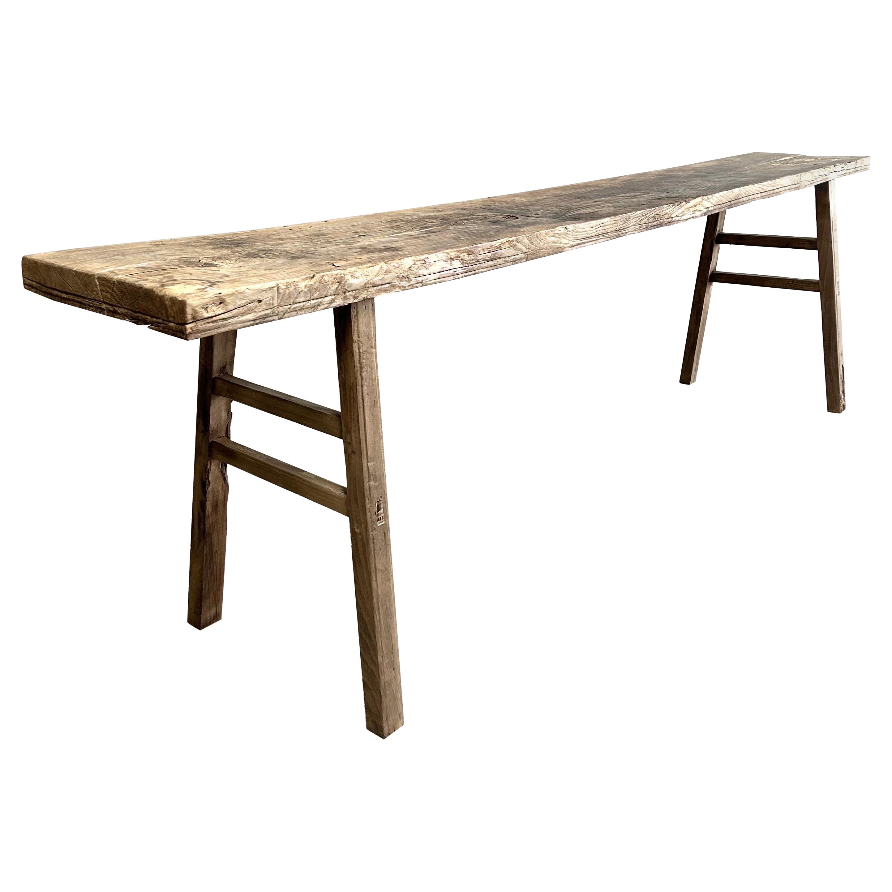 Vintage Elm Wood Console Table