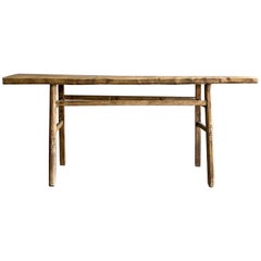 Vintage Elm Wood Console Table