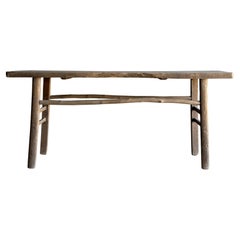 Vintage Elm Wood Console Table