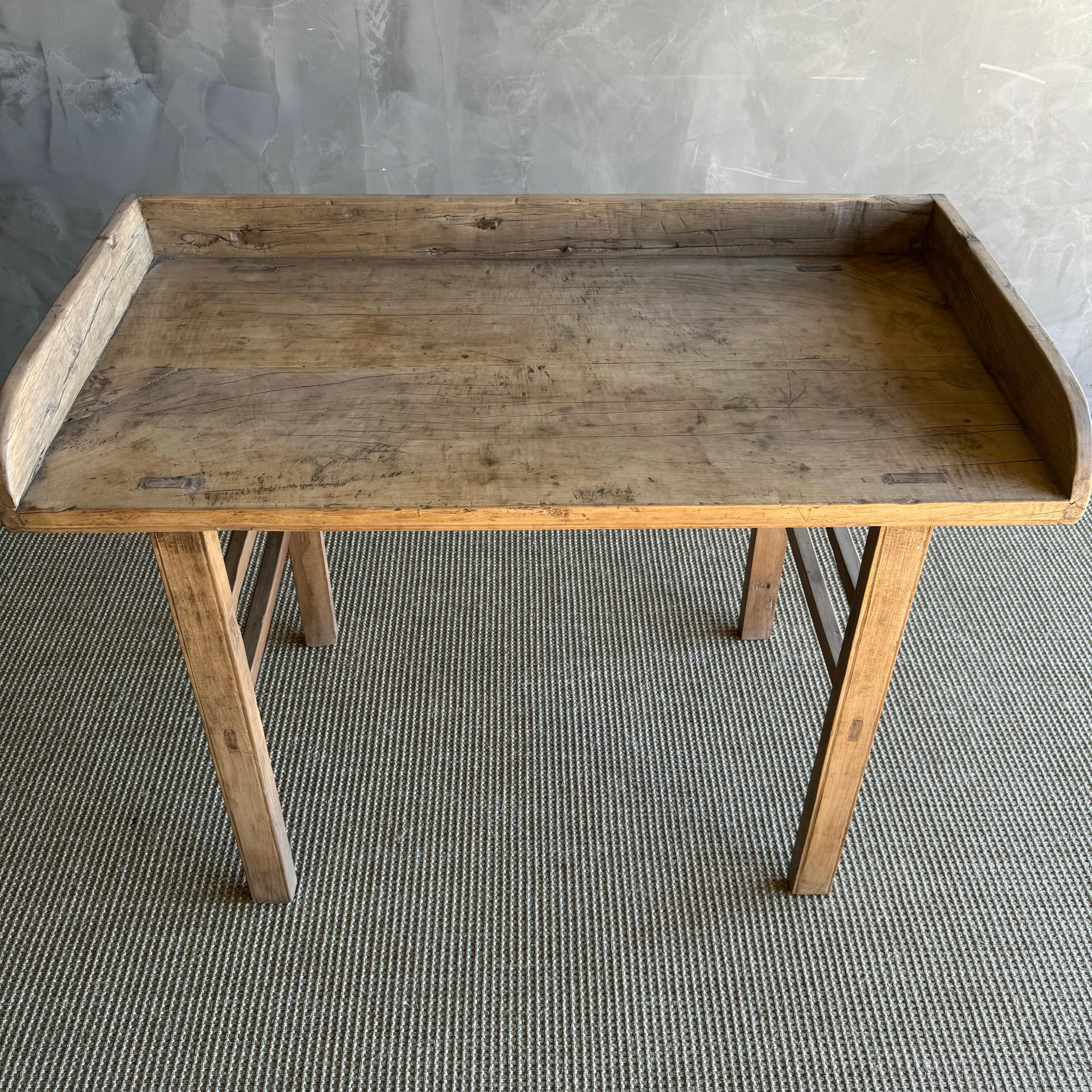 Organic Modern Vintage Elm Wood Console Table or Desk  46