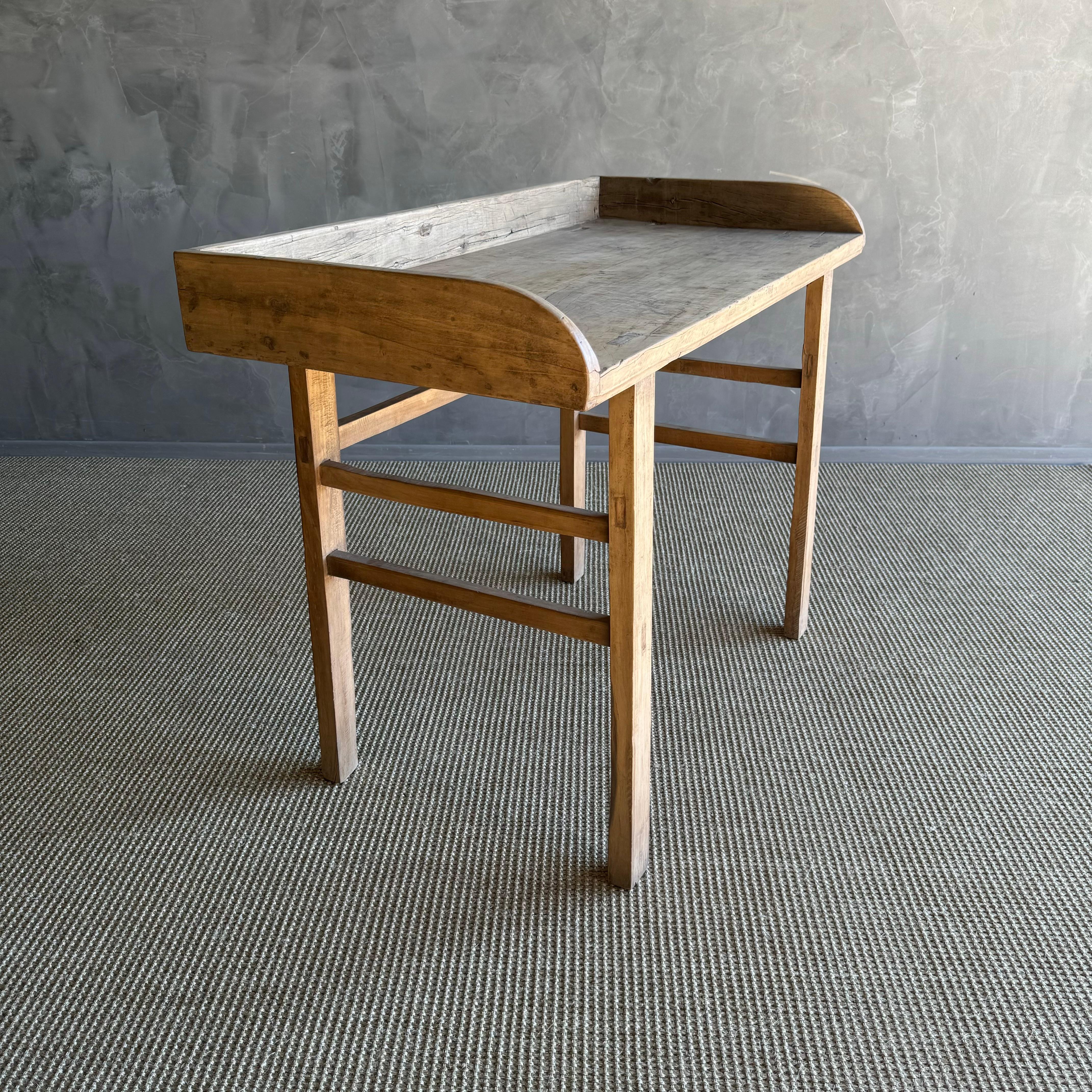 Vintage Elm Wood Console Table or Desk  46