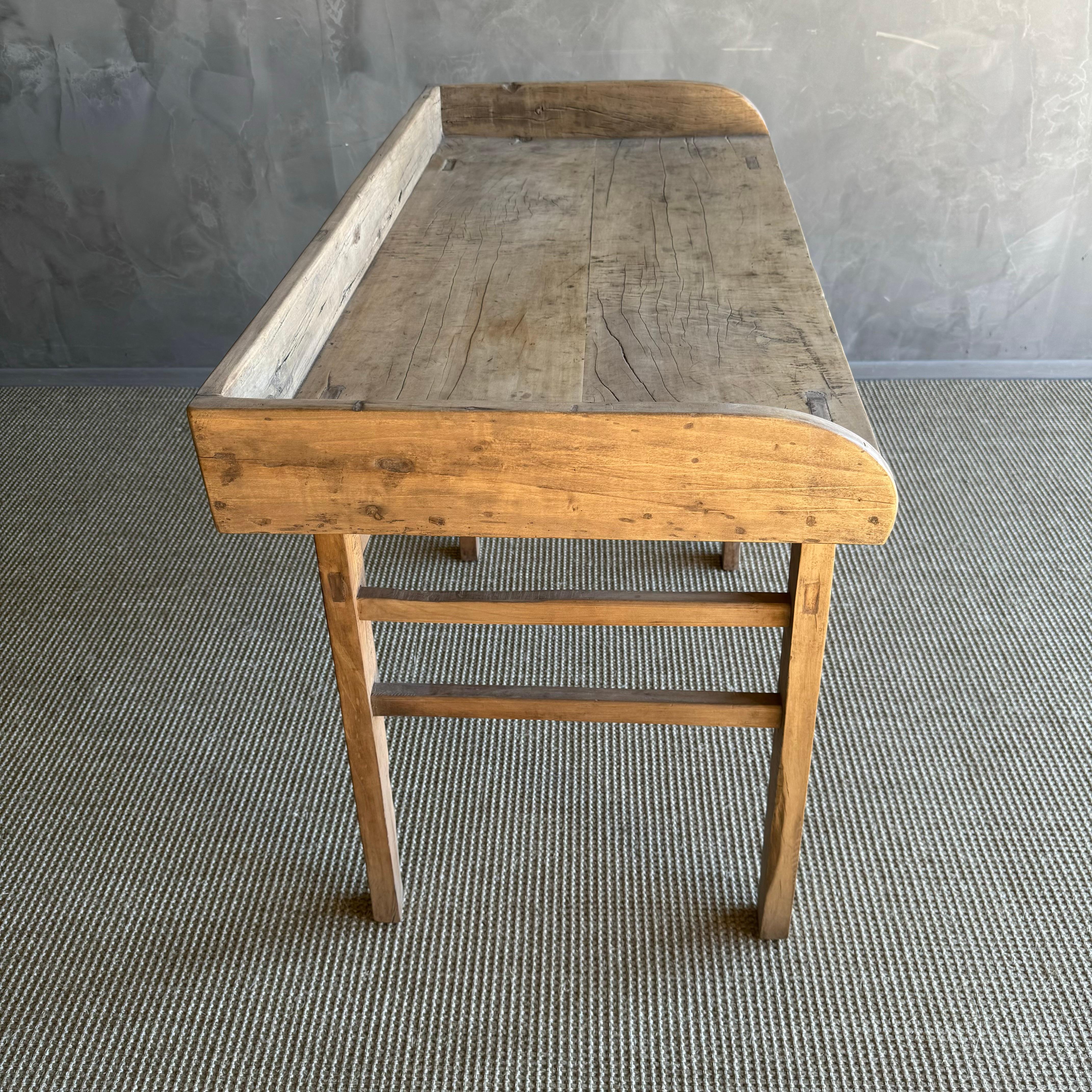 20th Century Vintage Elm Wood Console Table or Desk  46