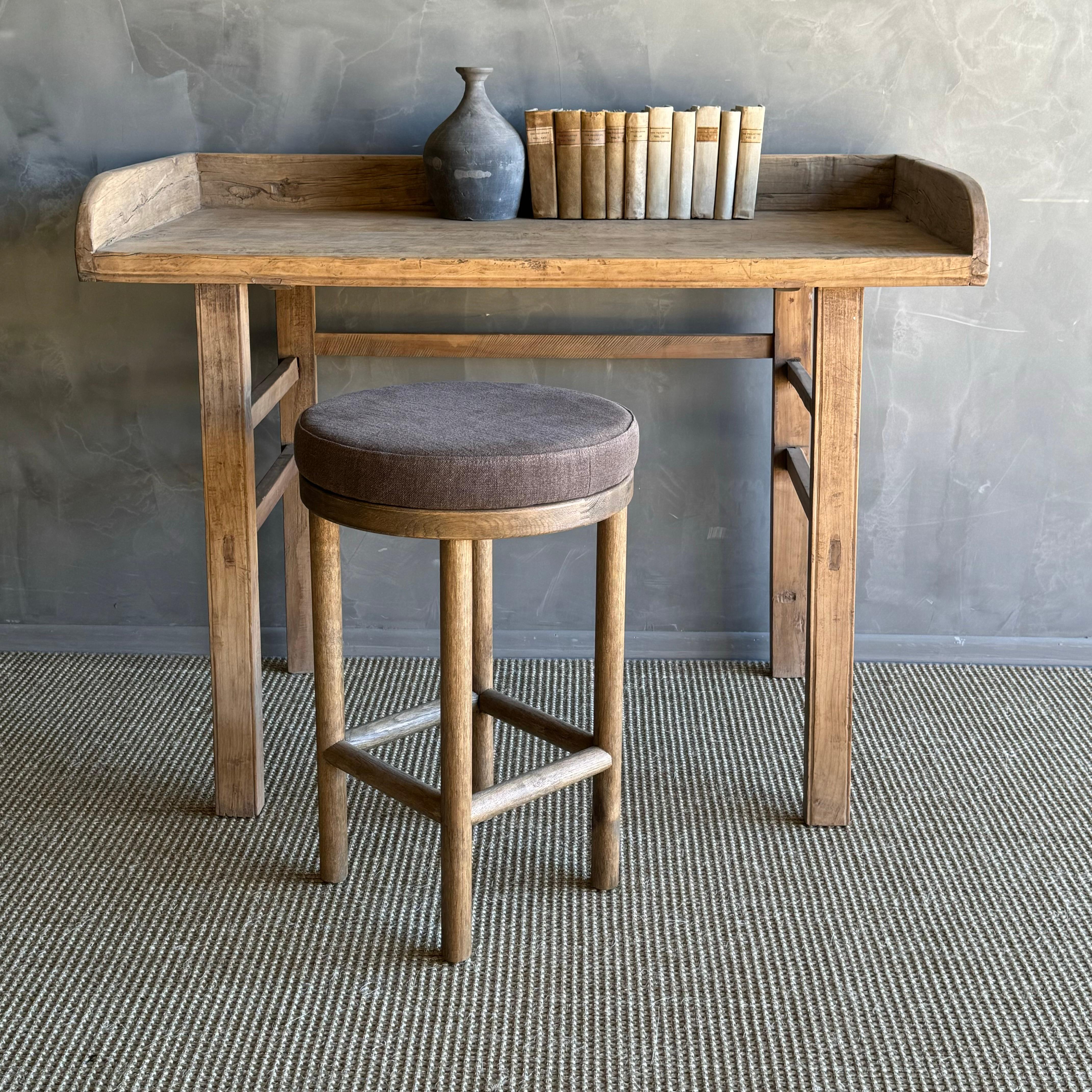 Vintage Elm Wood Console Table or Desk  46