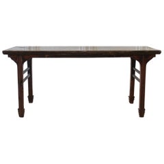 Antique Elmwood Console Table with Dark Stain