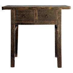 Vintage Elm Wood Console Table with Drawers 35.5"