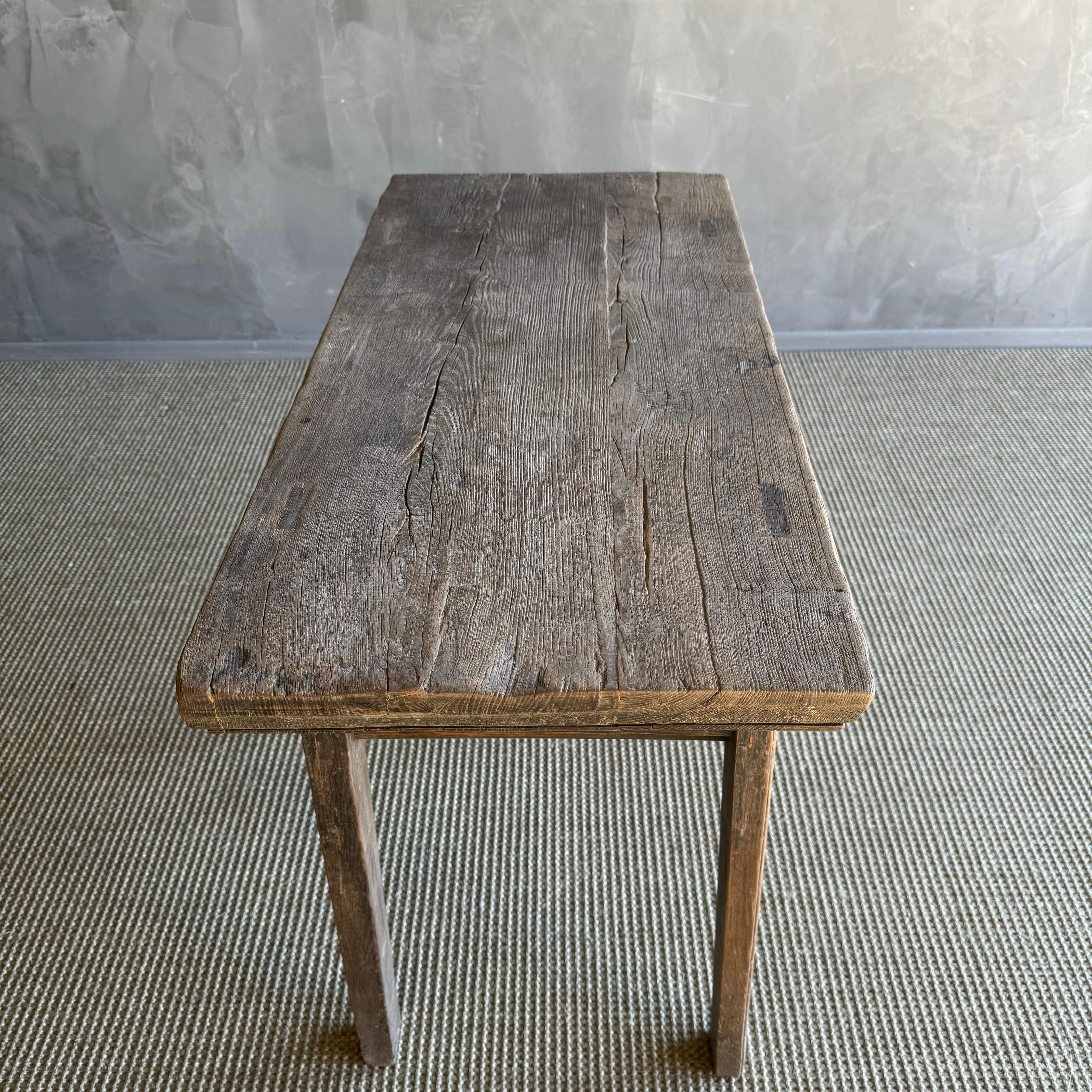 Vintage Elm Wood Console Table with Drawers 37.5