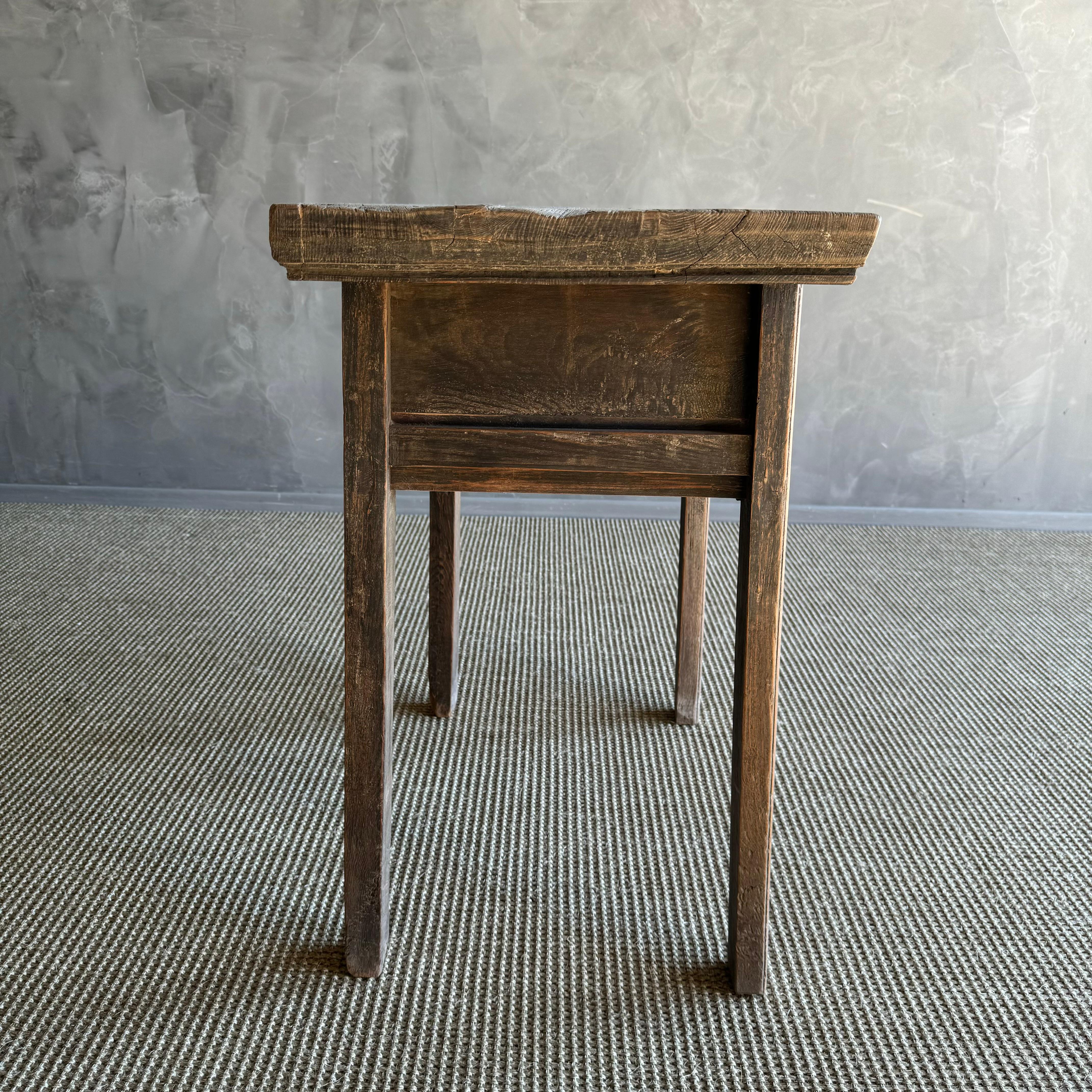 Vintage Elm Wood Console Table with Drawers 37.5