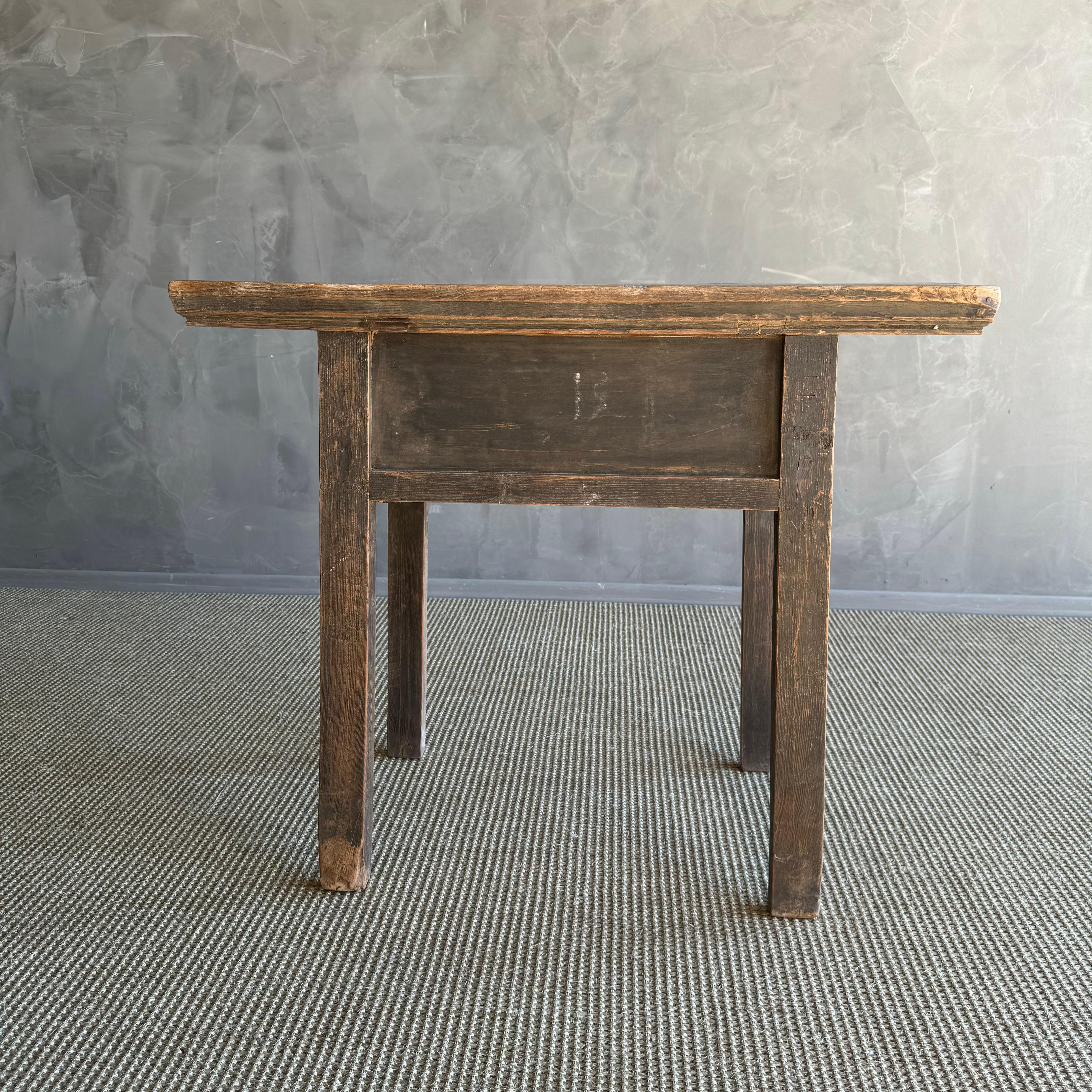 Vintage Elm Wood Console Table with Drawers 37.5