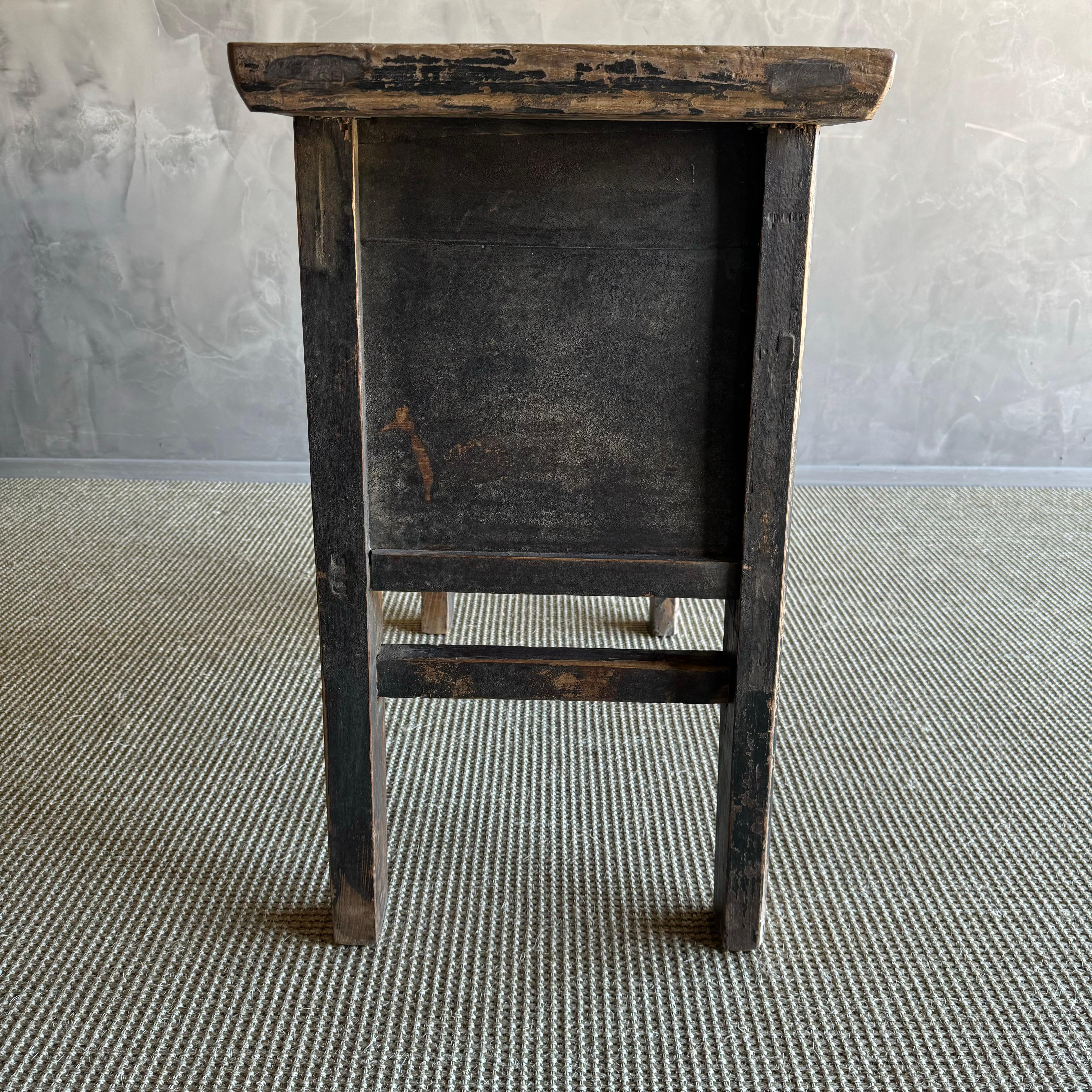 Vintage Elm Wood Console Table with Drawers 40