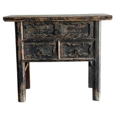 Consola de madera de olmo vintage con cajones 40