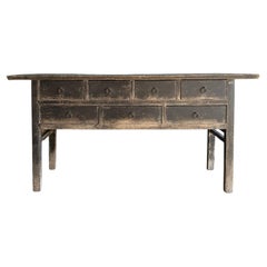 Vintage Elm Wood Console Table with Drawers 68" Vintage Elm Wood Console Table with Drawers 68"