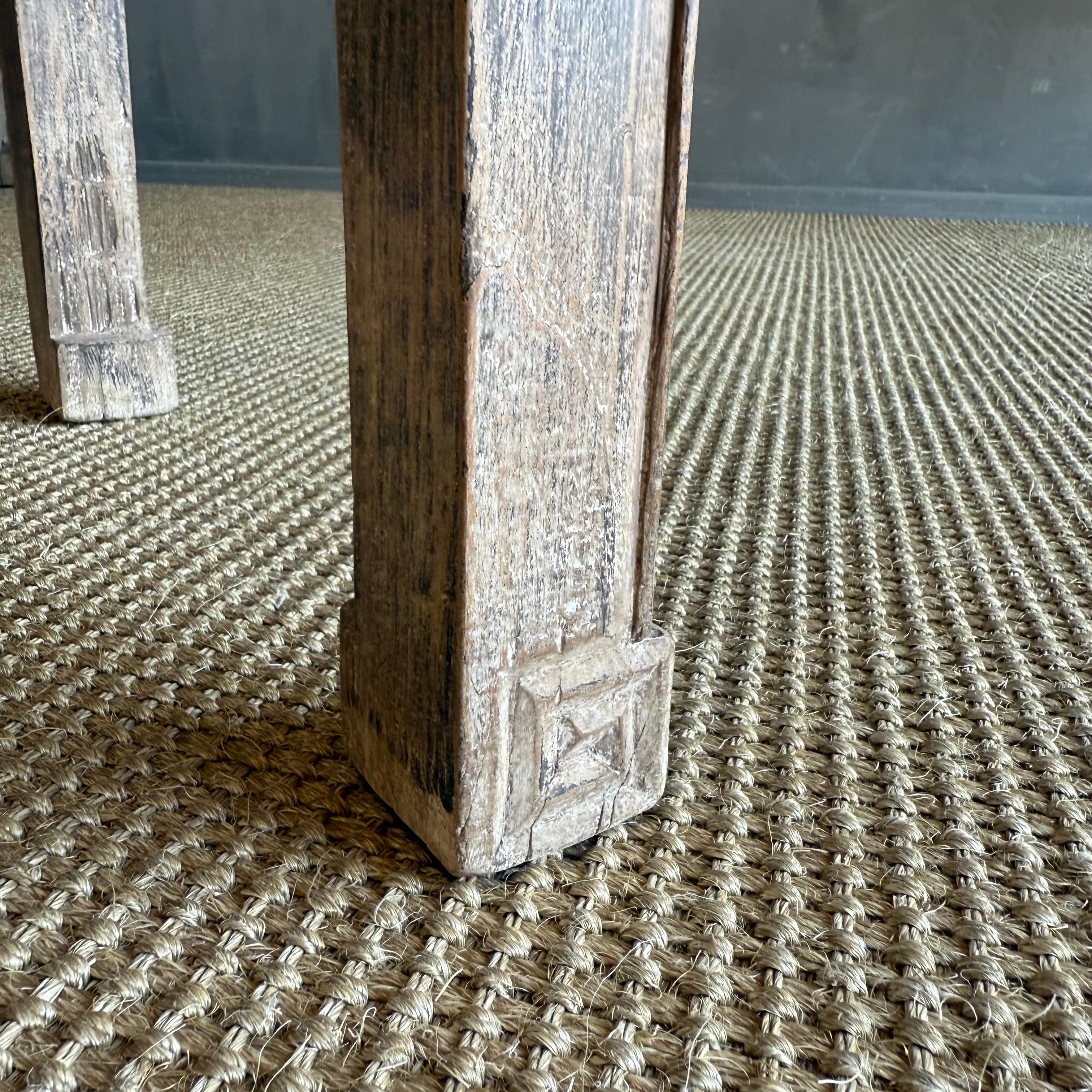 Vintage Elm Wood Console Table with Drawers 85
