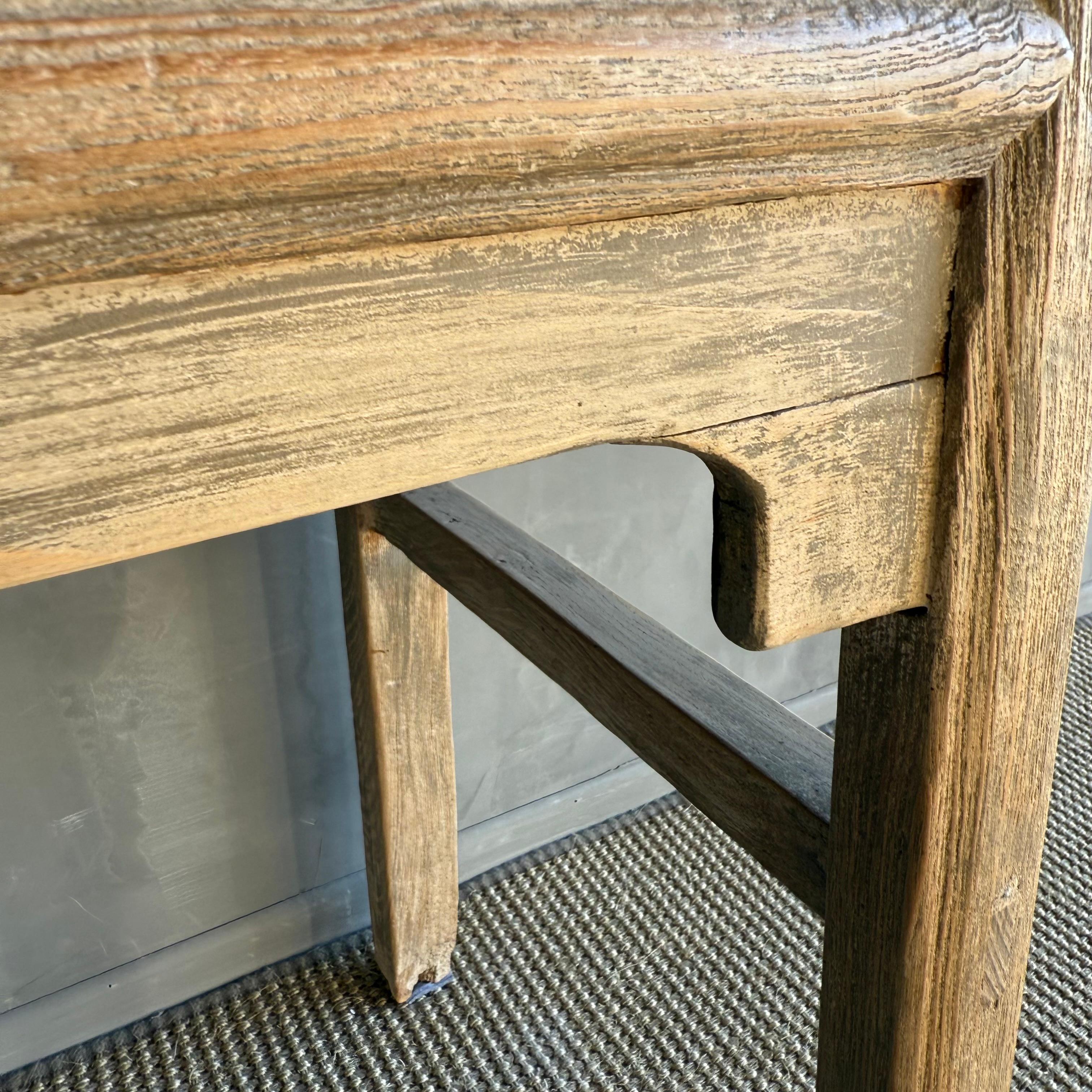 Vintage Elm Wood Console Table with Patina 73