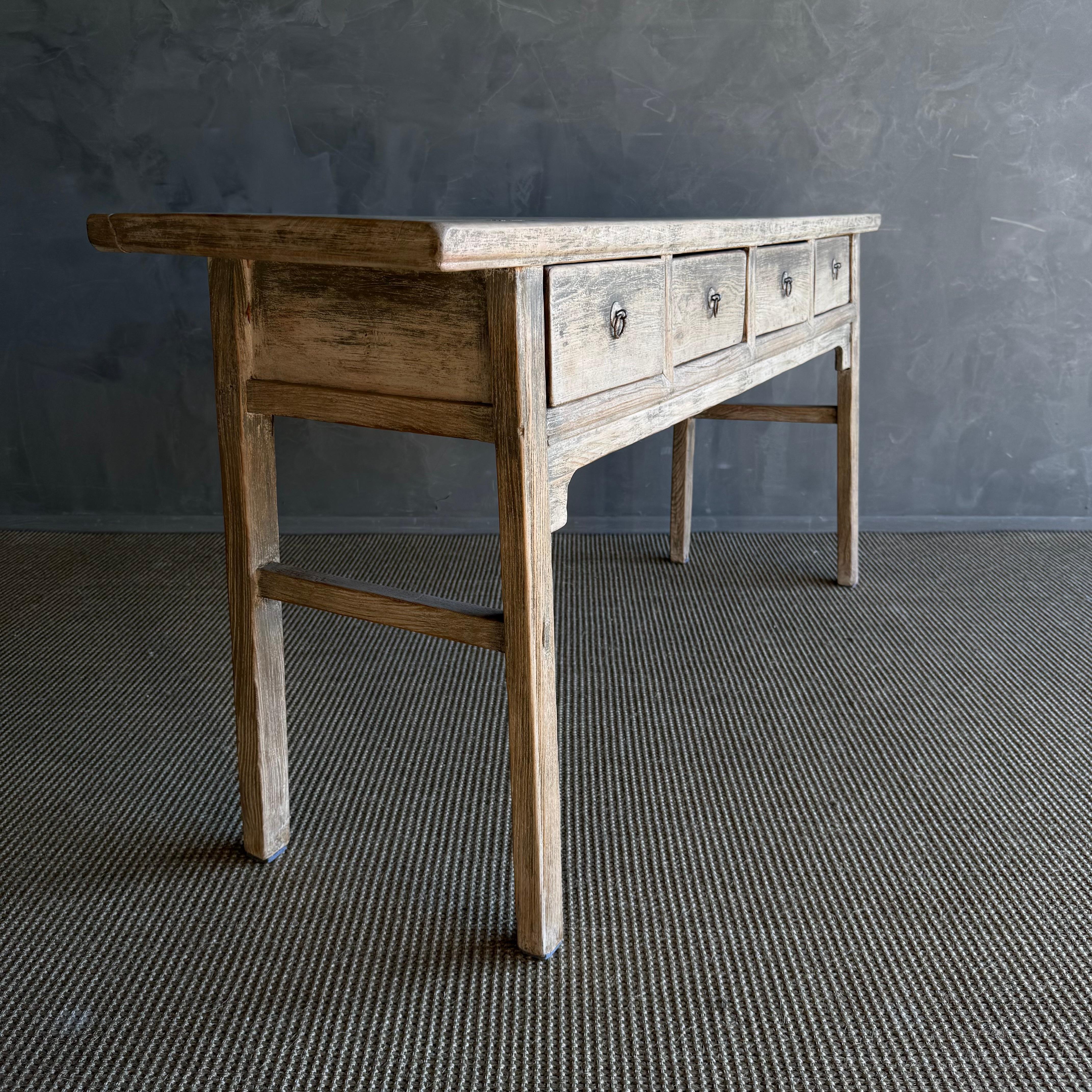 Vintage Elm Wood Console Table with Patina 73