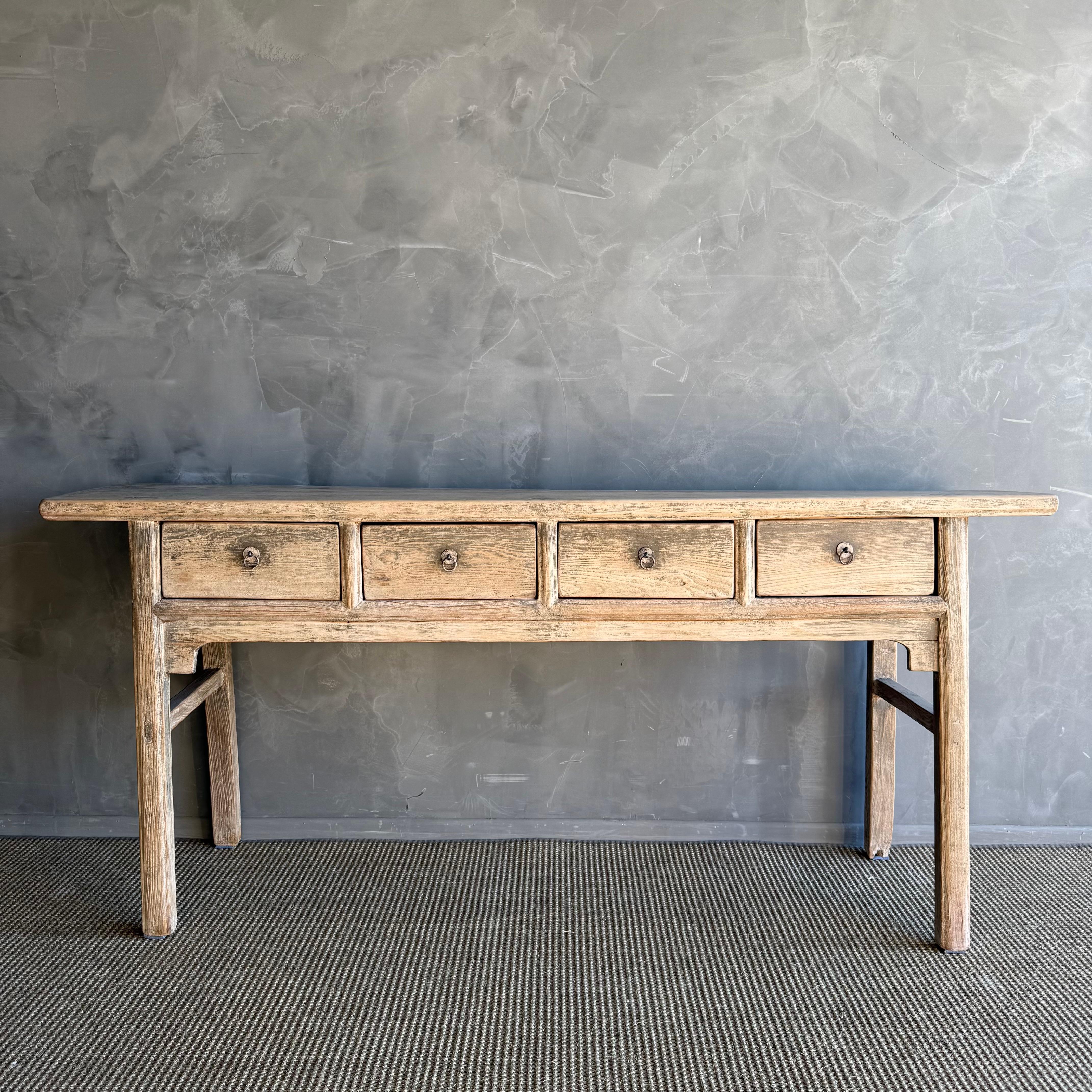 Vintage Elm Wood Console Table with Patina 73