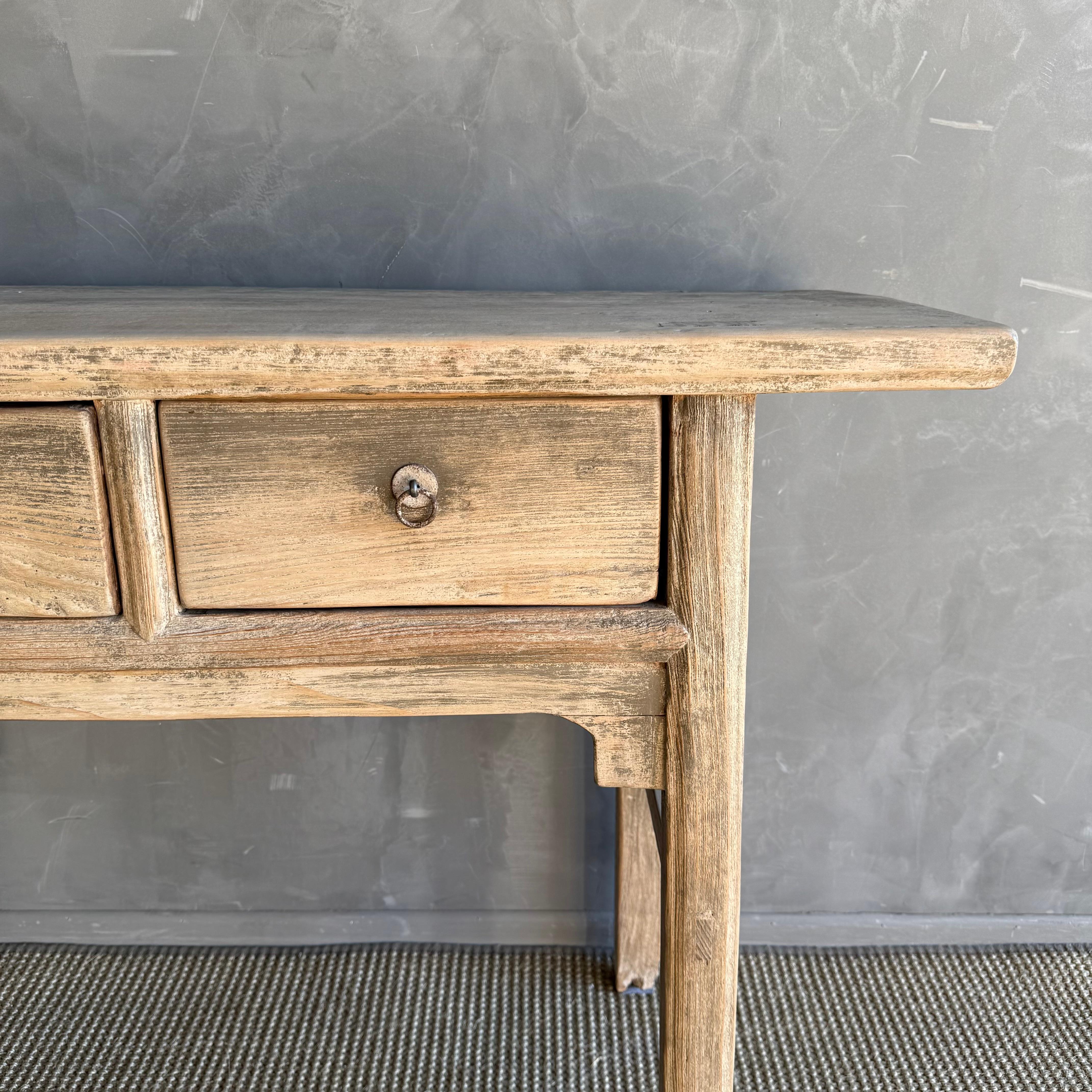 20th Century Vintage Elm Wood Console Table with Patina 73