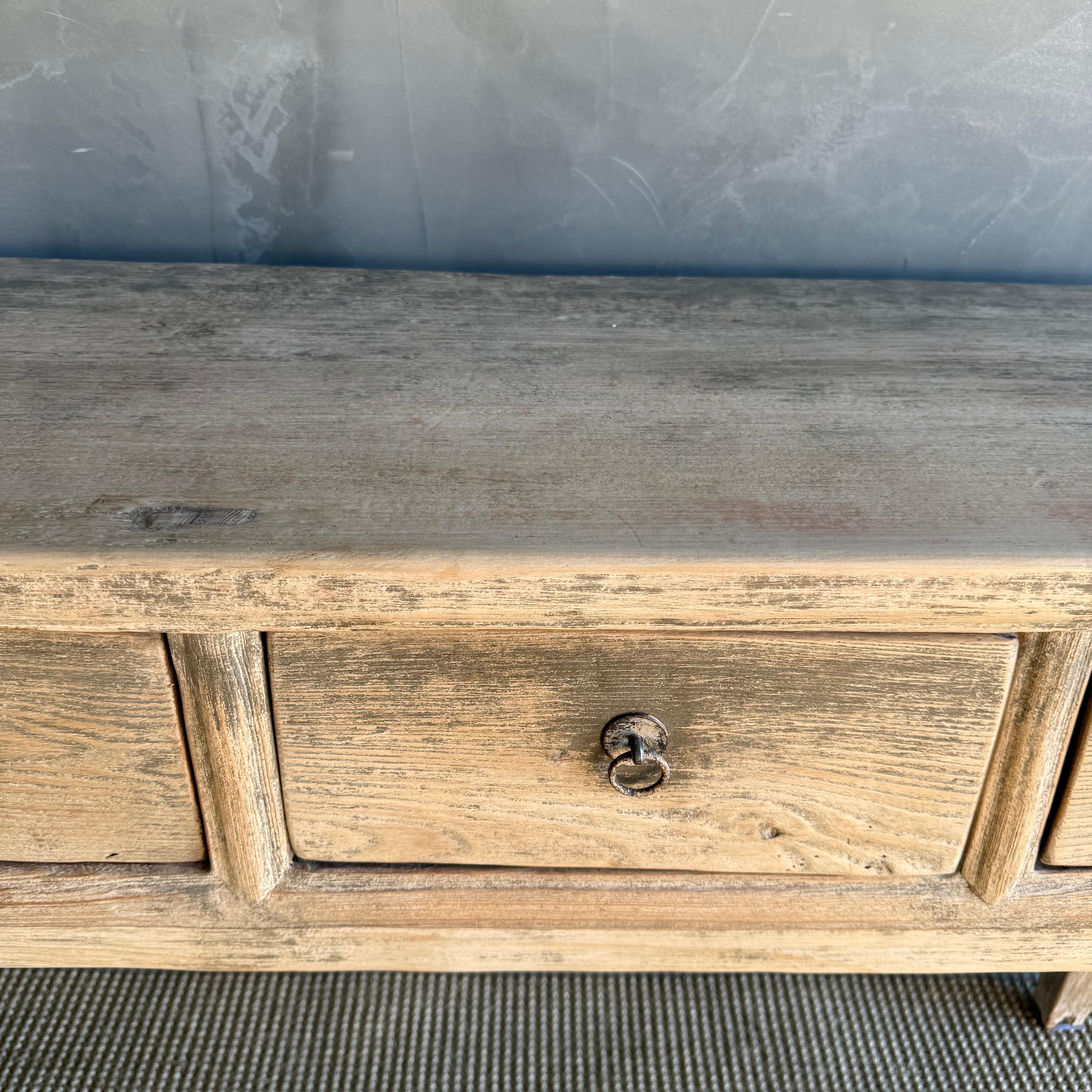 Vintage Elm Wood Console Table with Patina 73
