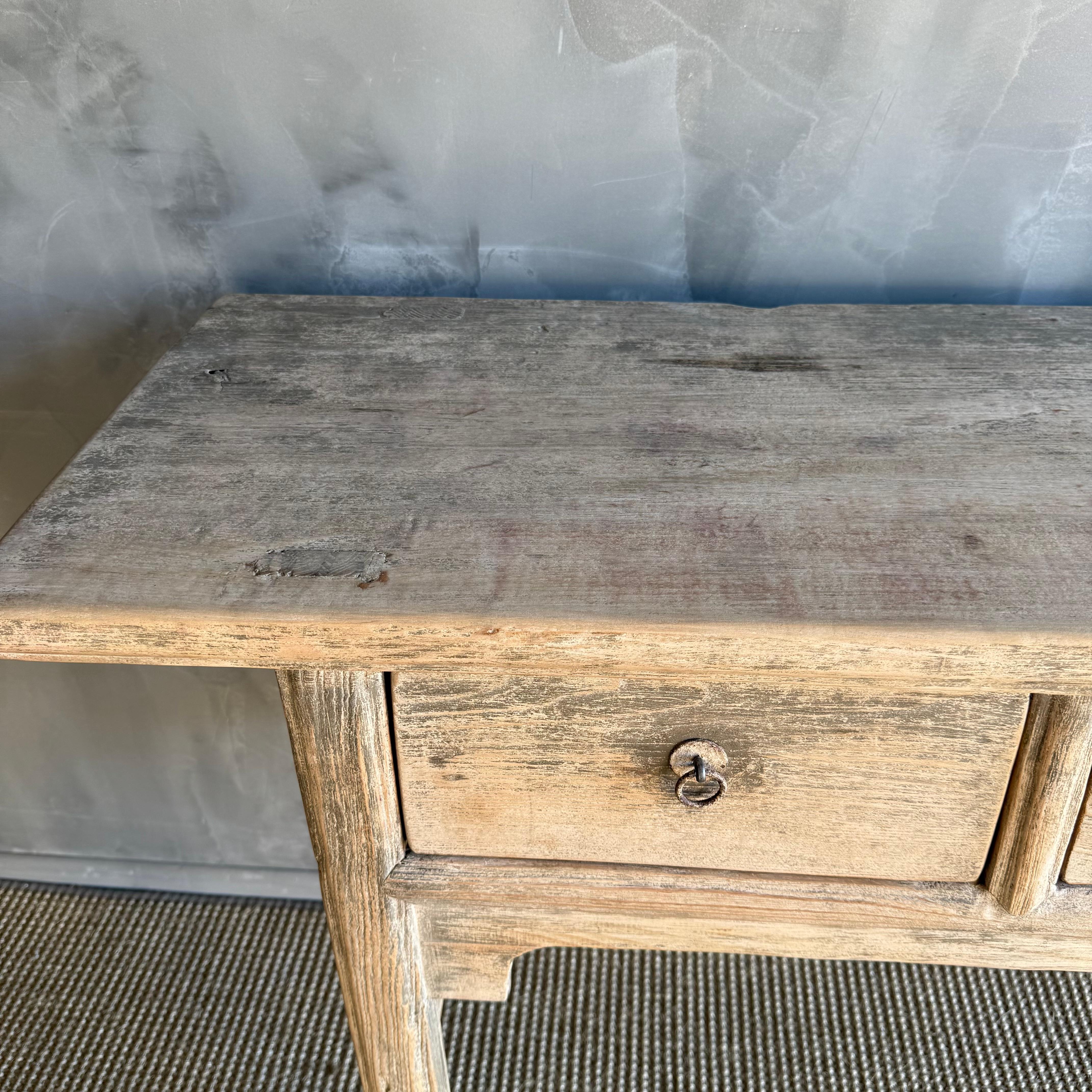 Vintage Elm Wood Console Table with Patina 73