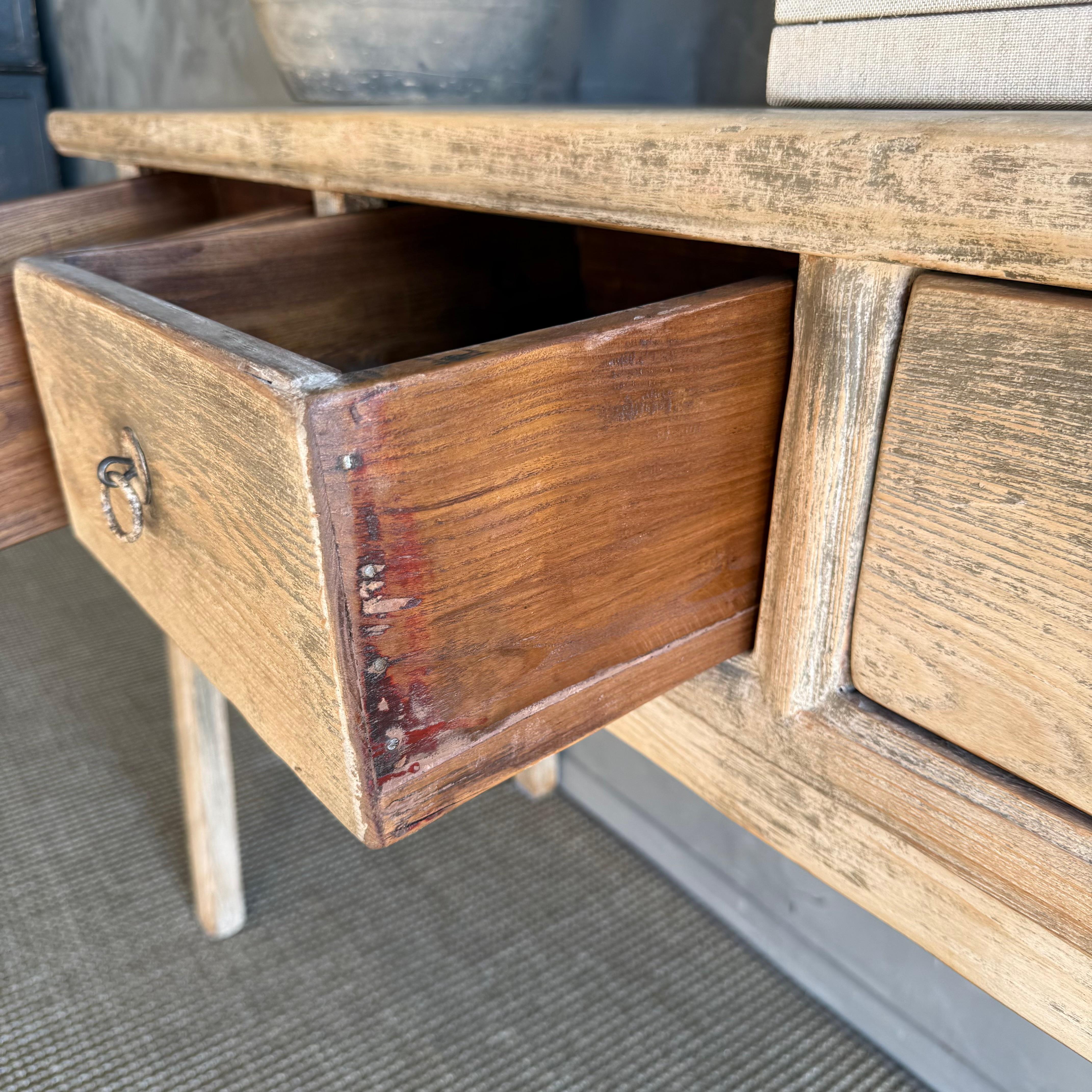 Vintage Elm Wood Console Table with Patina 73