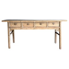 Vintage Ulme Wood Konsolentisch mit Patina 73"