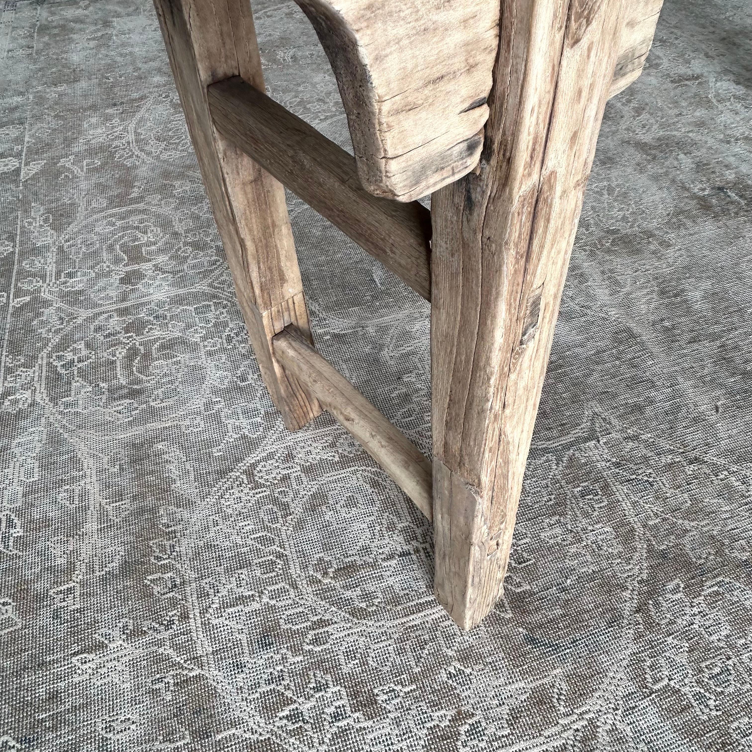 Vintage Ulme Holz Konsolentisch mit Patina Top im Angebot 5