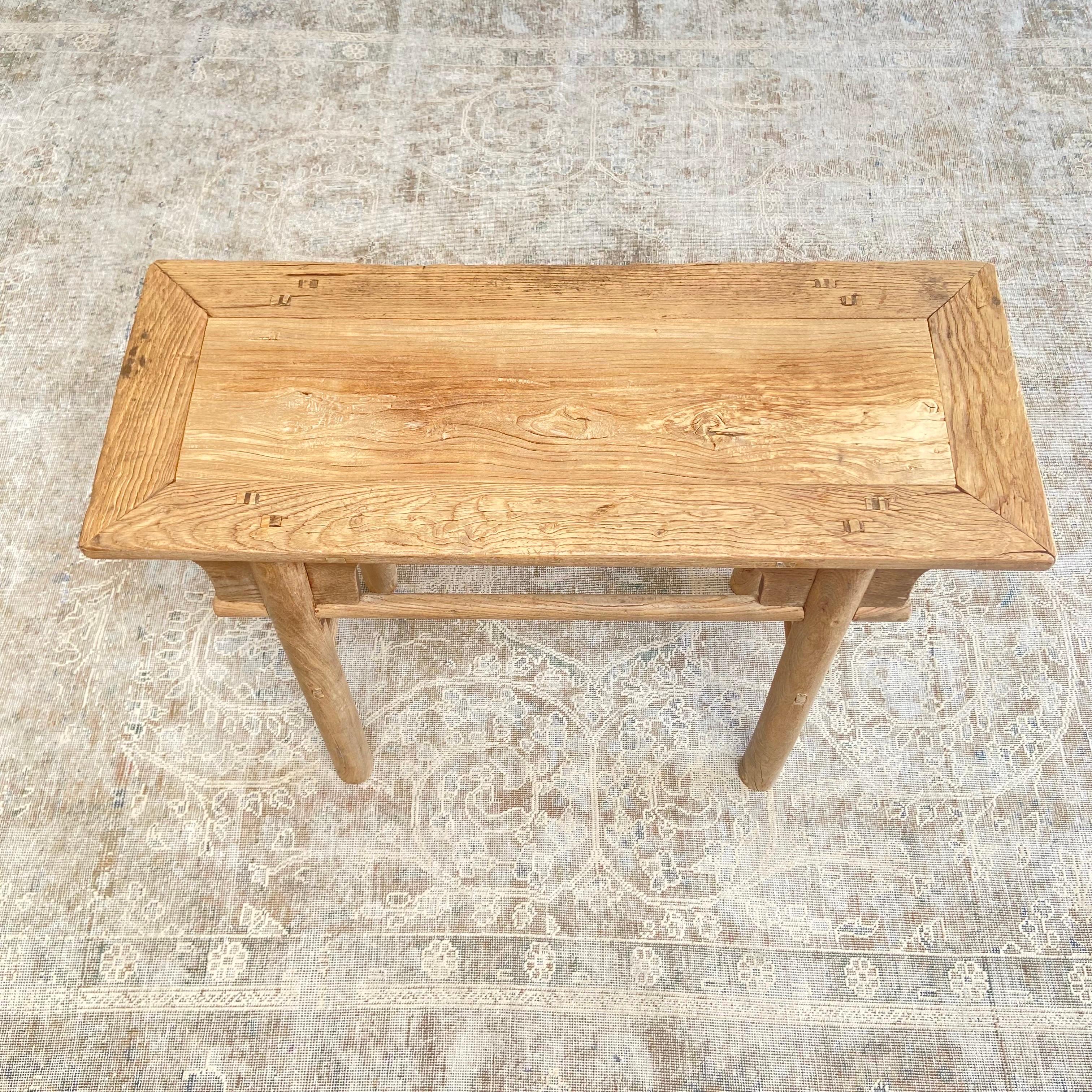 Vintage Elm Wood Console Table with Round Legs 6