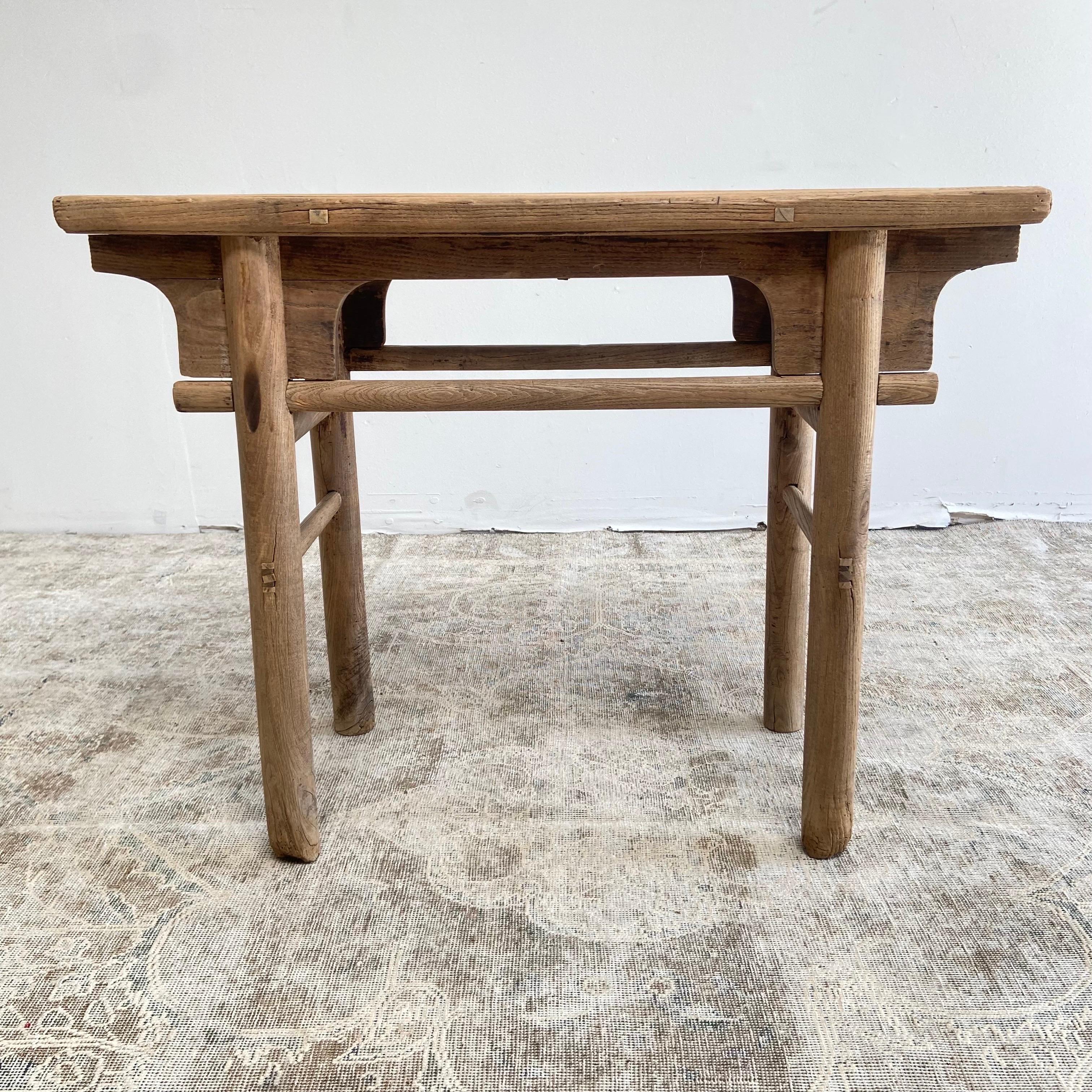 Vintage Elm Wood Console Table with Round Legs 2