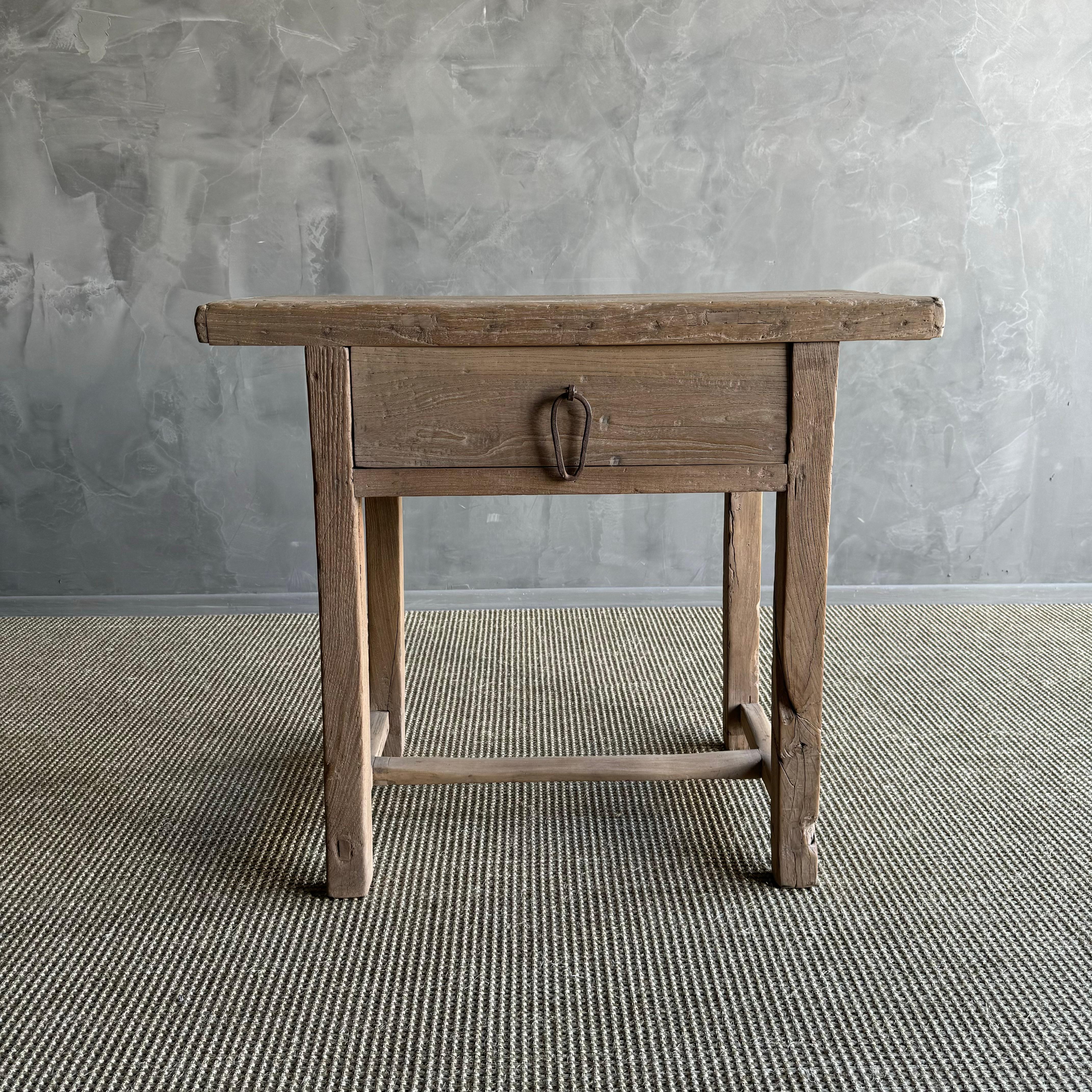 Vintage Ulme Wood Konsole mit Schublade im Zustand „Gut“ im Angebot in Old Town Orange, CA
