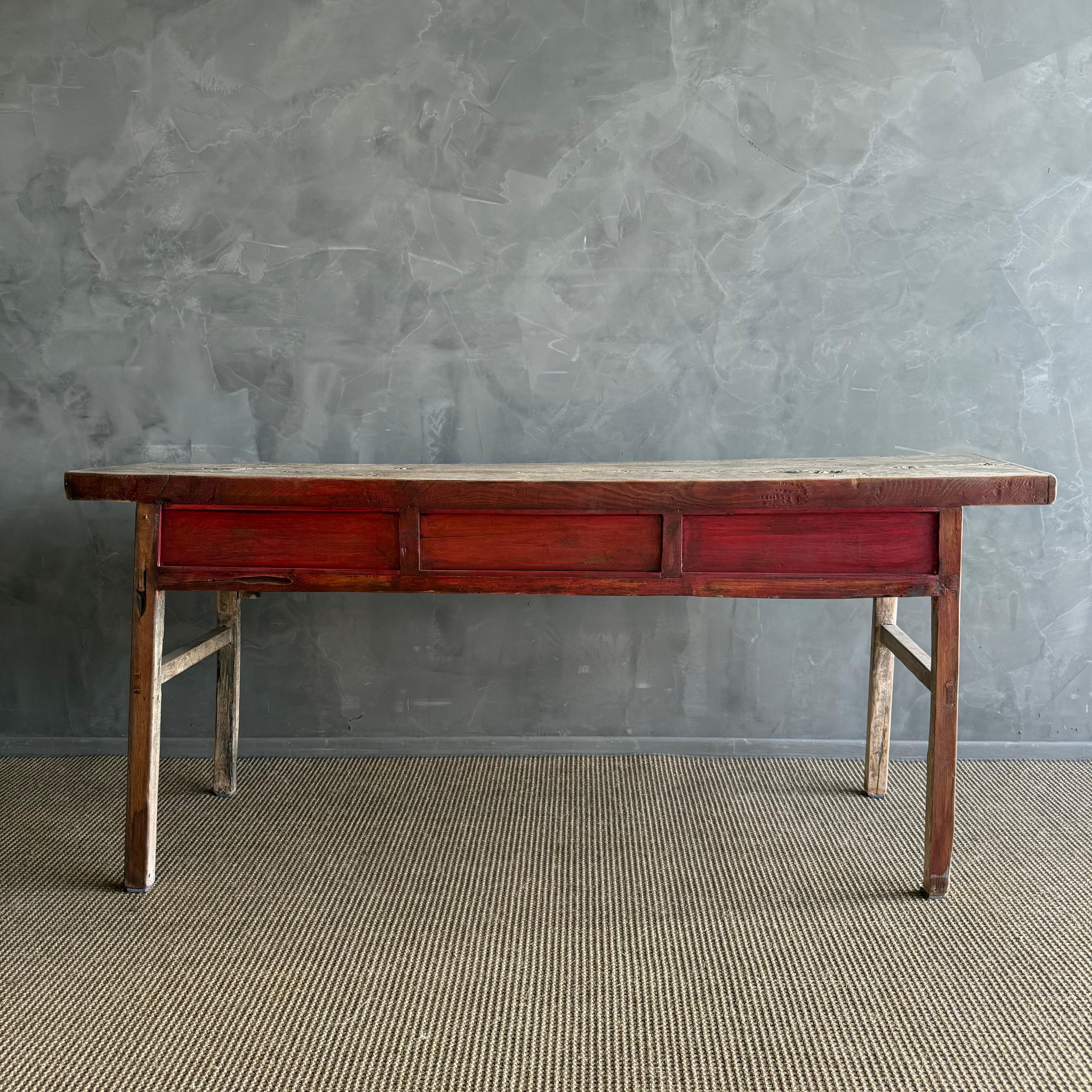 Vintage Elm Wood Drawer Console from Reclaimed wood 78