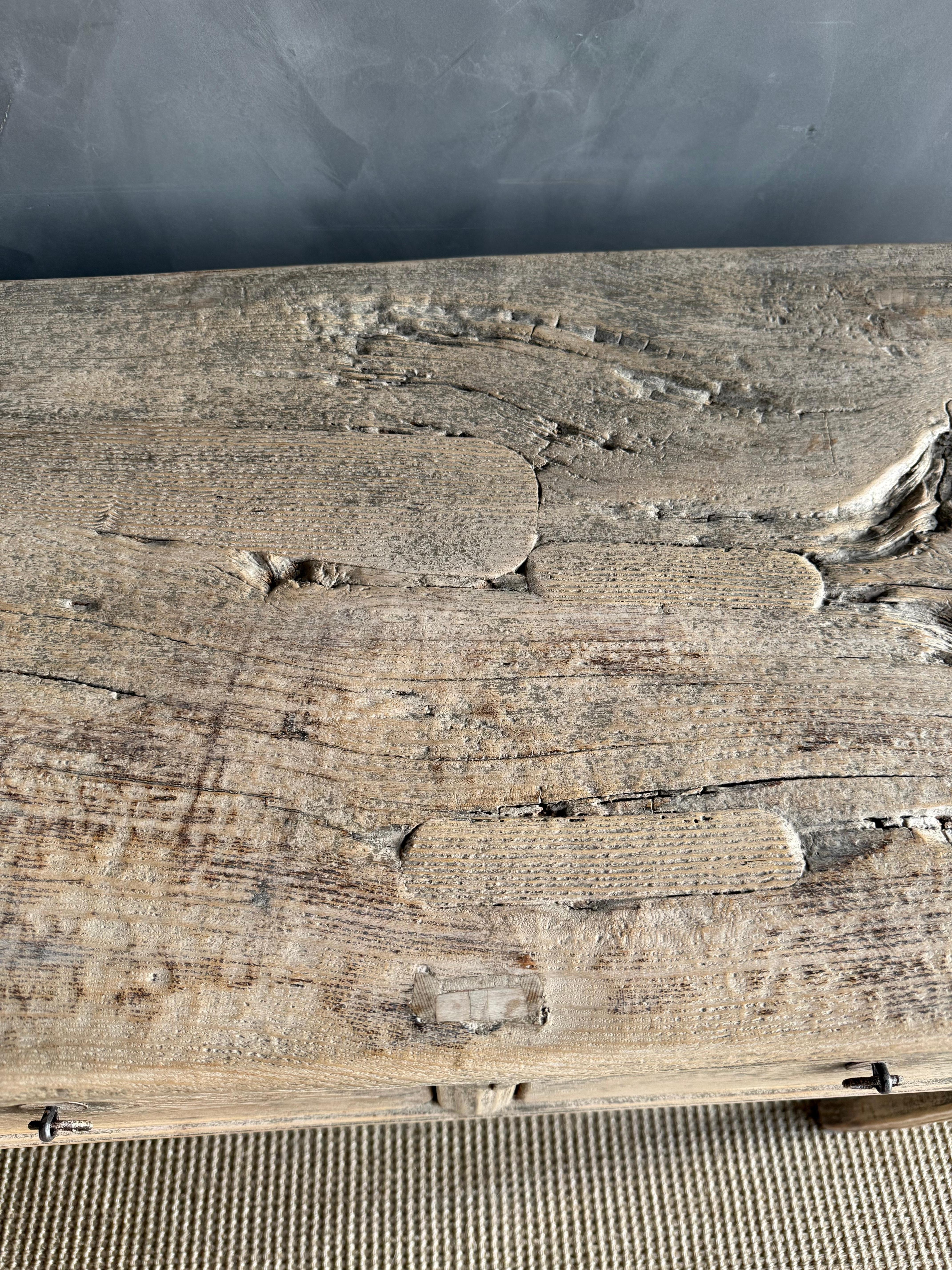 Vintage Elm Wood Drawer Console from Reclaimed wood 78