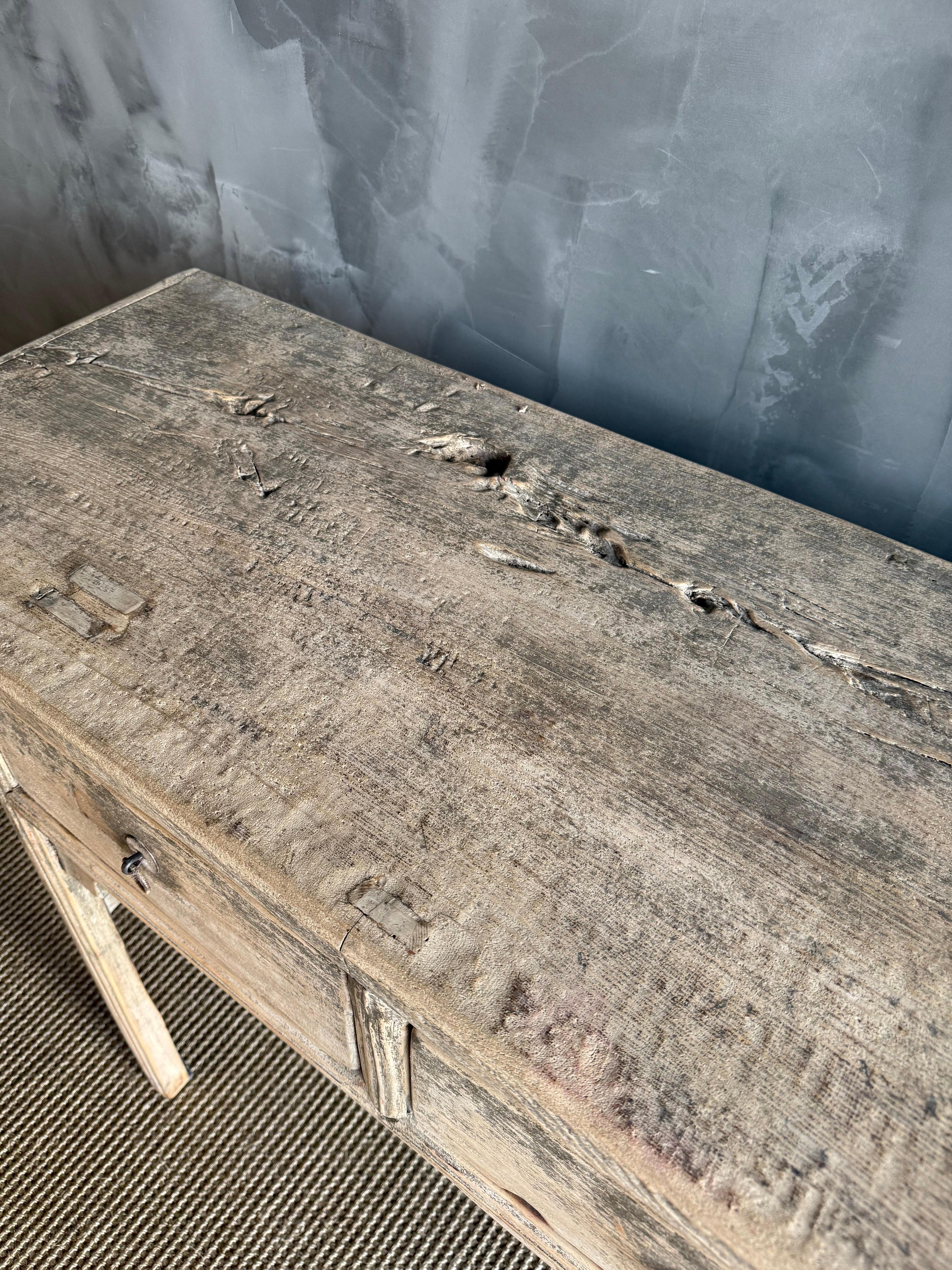Vintage Elm Wood Drawer Console from Reclaimed wood 78