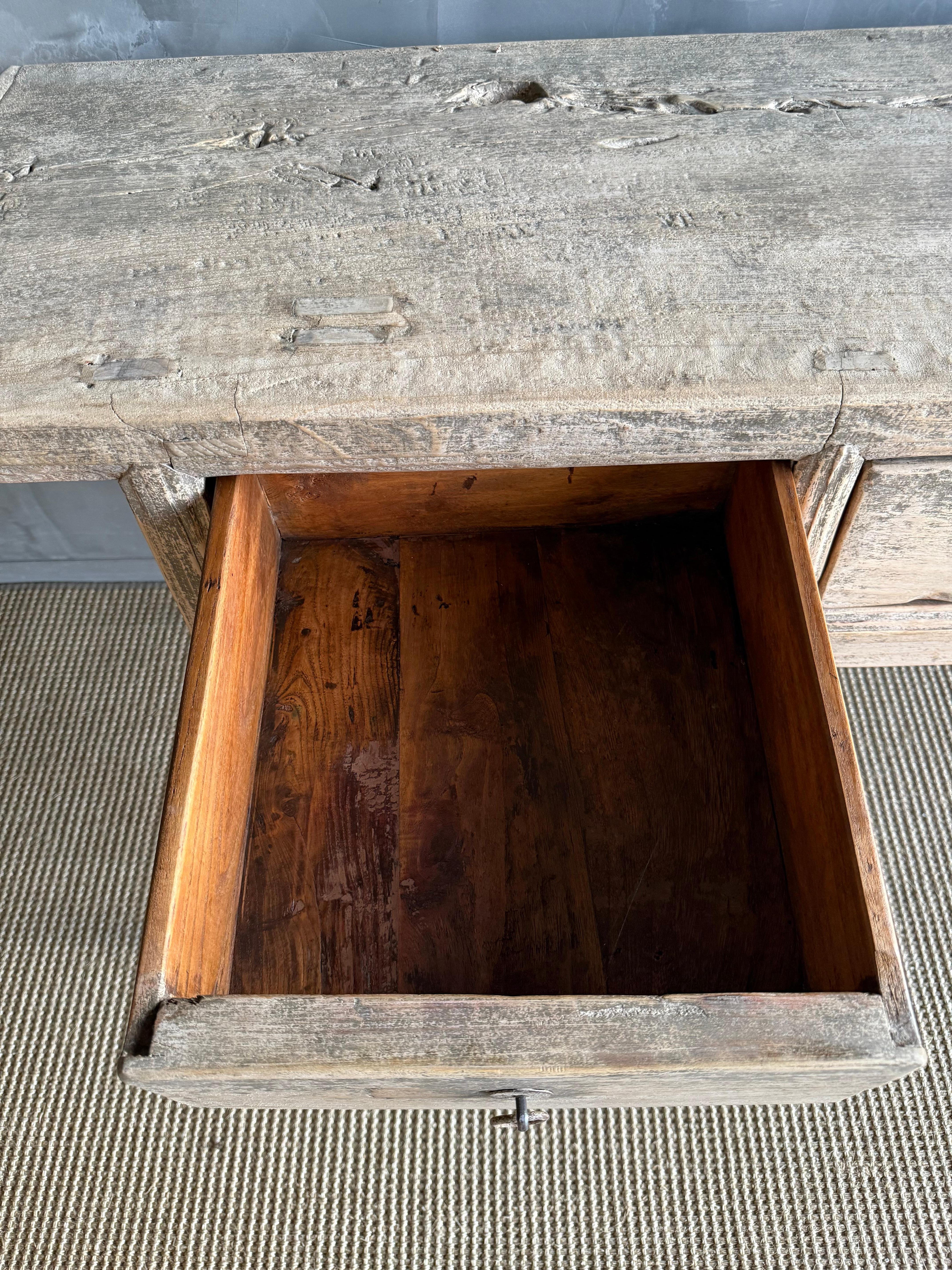 Vintage Elm Wood Drawer Console from Reclaimed wood 78