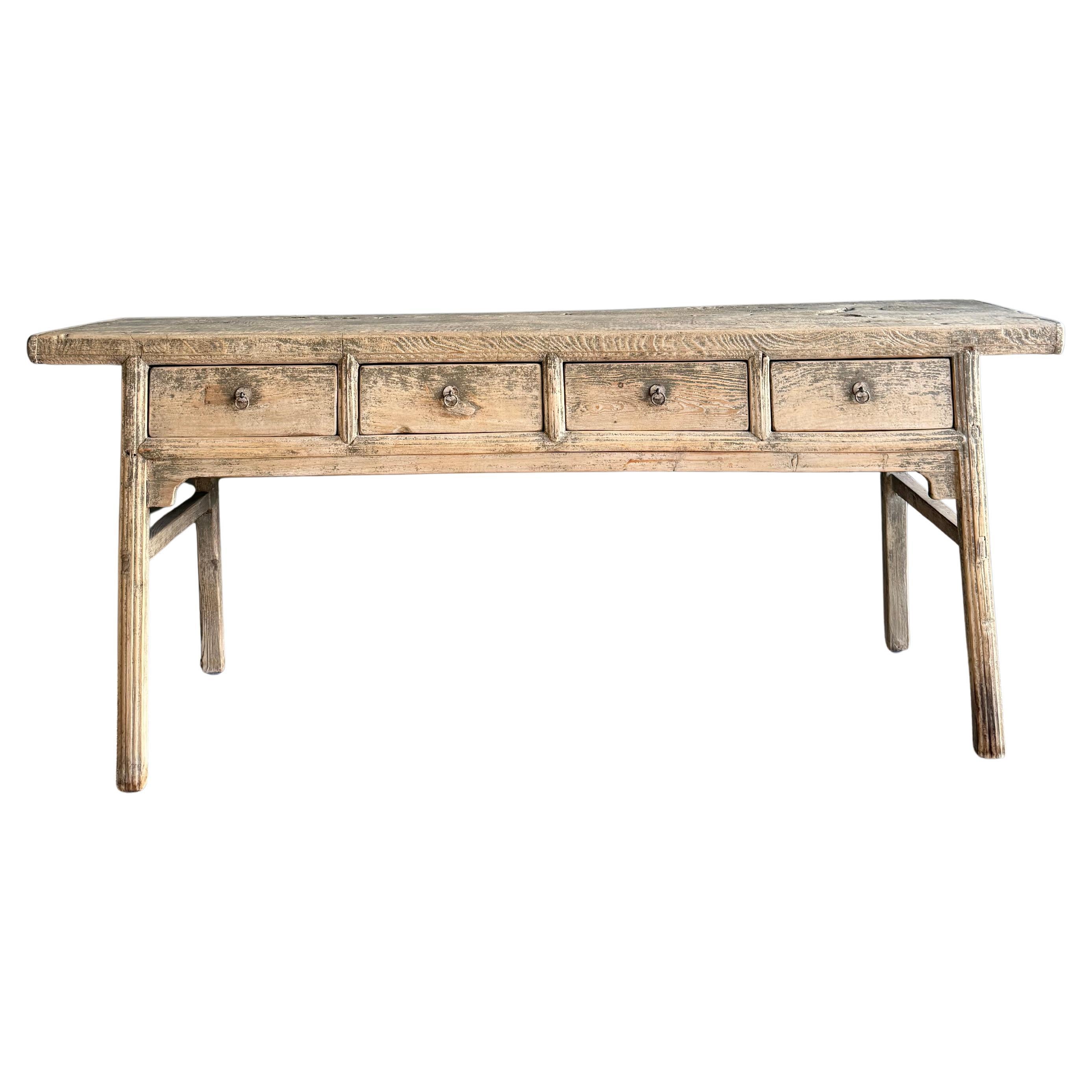 Vintage Elm Wood Drawer Console from Reclaimed wood 78"