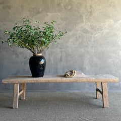 Tavolino lungo in legno di olmo vintage