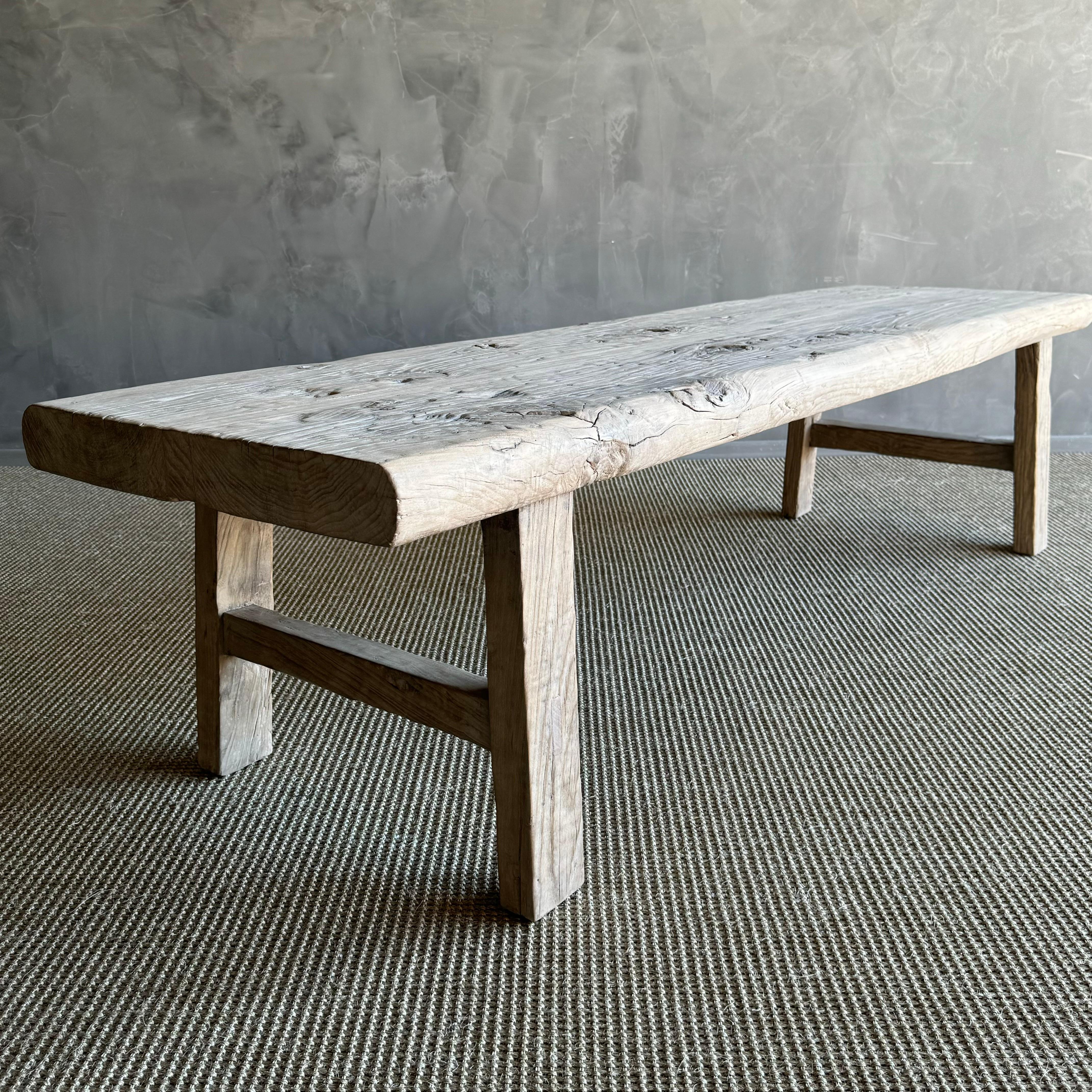 Vintage Ulme Wood Langer Couchtisch (Ulmenholz) im Angebot