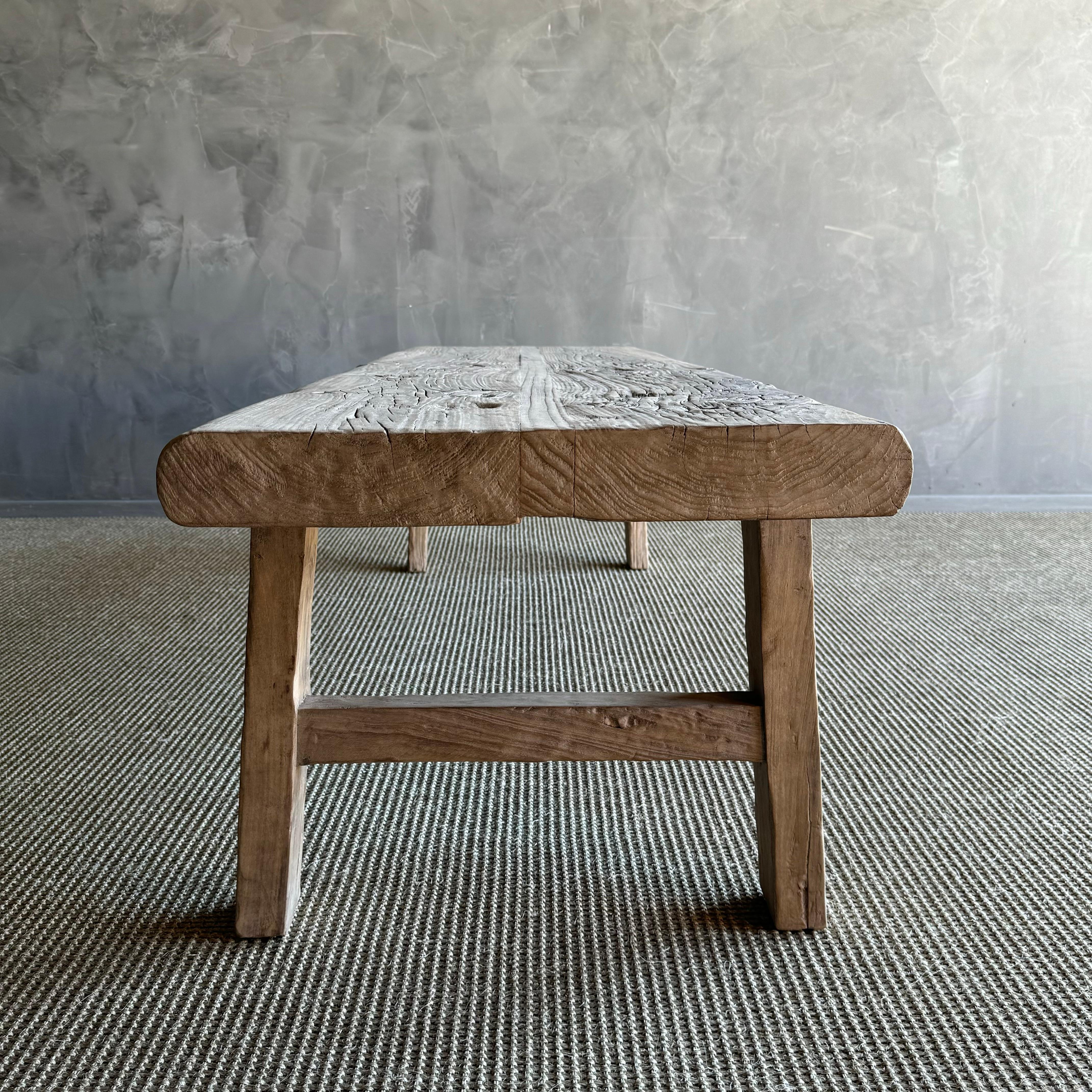 Vintage Ulme Wood Langer Couchtisch im Angebot 1