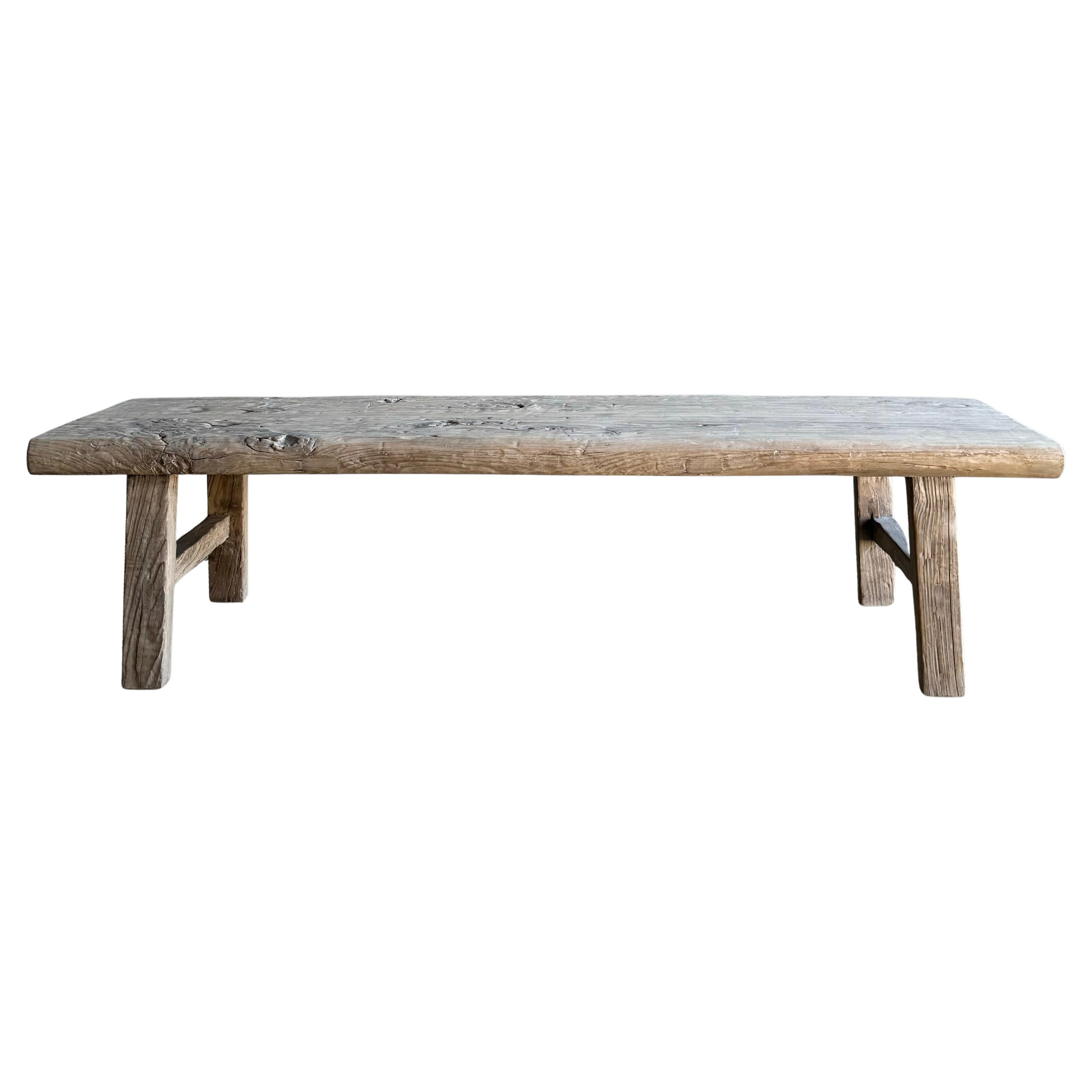 Vintage Ulme Wood Langer Couchtisch
