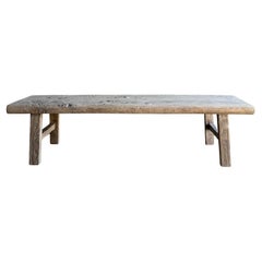 Vintage Ulme Wood Langer Couchtisch