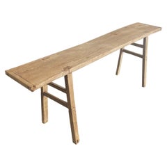 Vintage Elm Wood Long Console Table