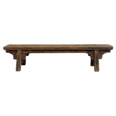 Banc bas vintage en bois d'orme avec tablier