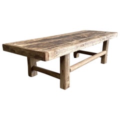 Vintage Elm Wood Low Coffee Table