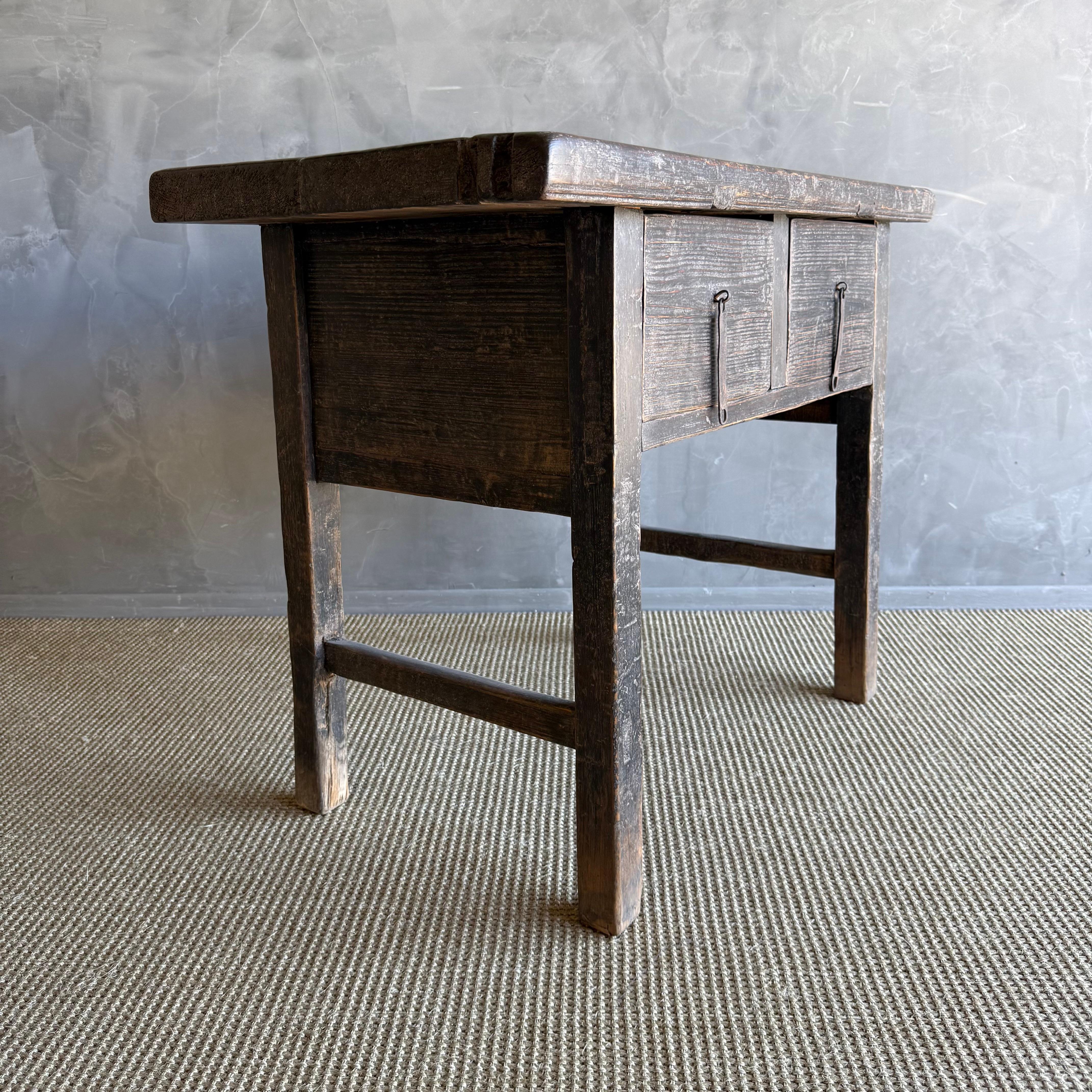 Vintage Elm Wood Painted Console with Drawers 41